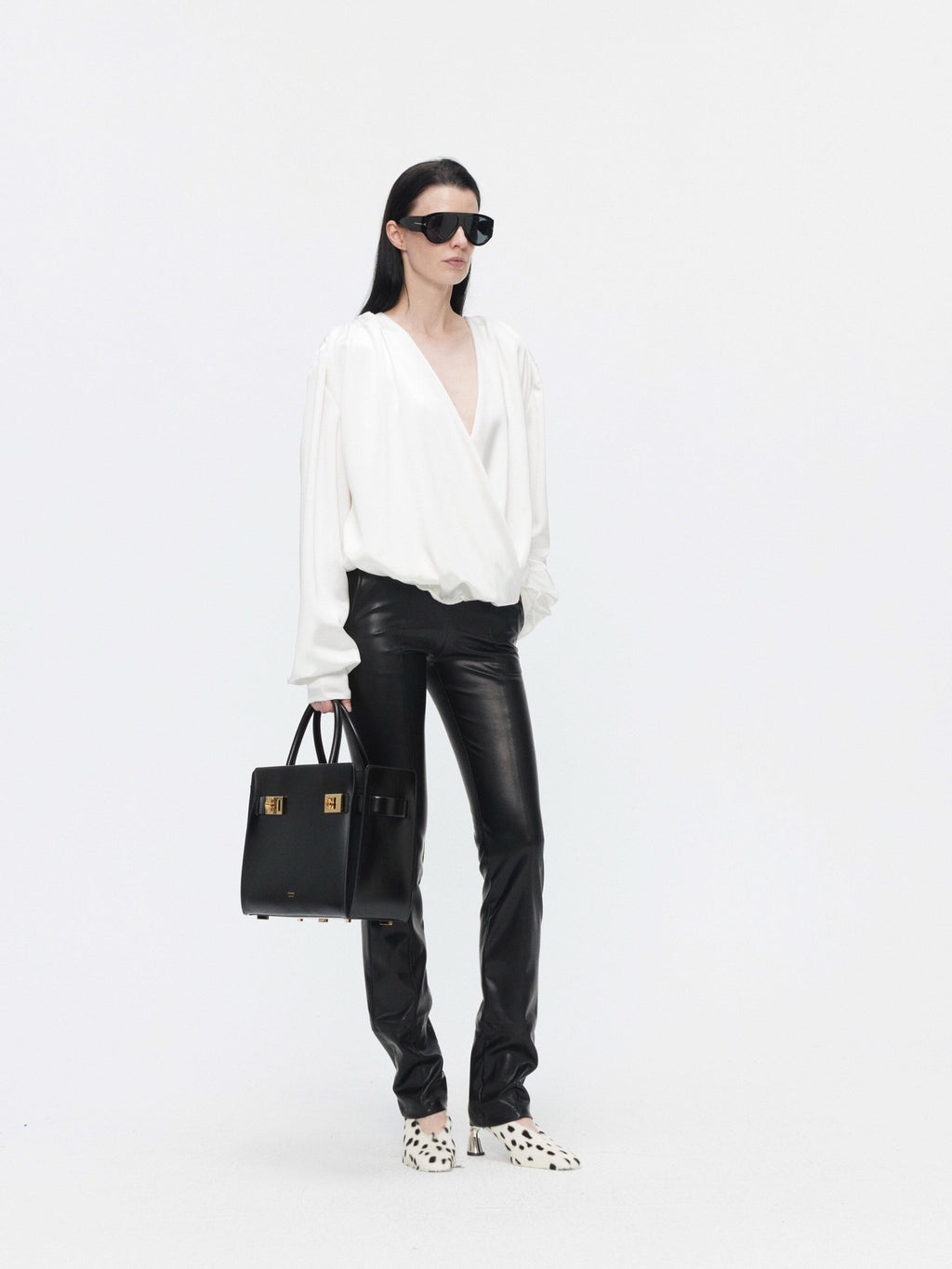 BUZHOU Faux Pu Leather Slim Minimalist Natural Waist Women Black Skinny Straight Pants