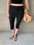 BUZHOU_High_Stretch_Cotton_Blend_Slim_Fit_Black_Skort_Style_Mid-Length_Shorts_MISSTT