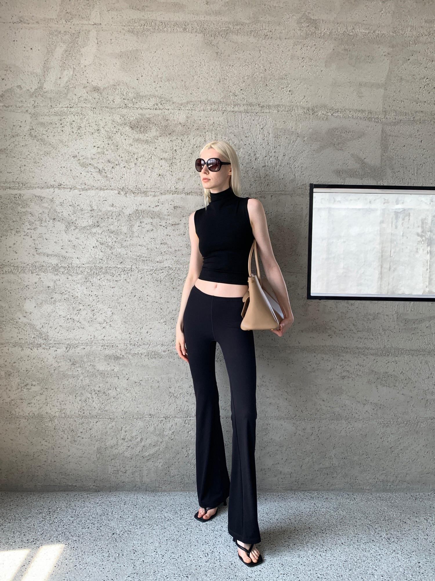 BUZHOU High Stretch Lightweight Cotton Natural Waist Micro Flare Women Yoga Flared Pants