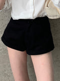BUZHOU_High_Waist_Cotton_Clean_Fit_Wide_Leg_Women_Black_White_Short_Denim_Shorts_MISSTT