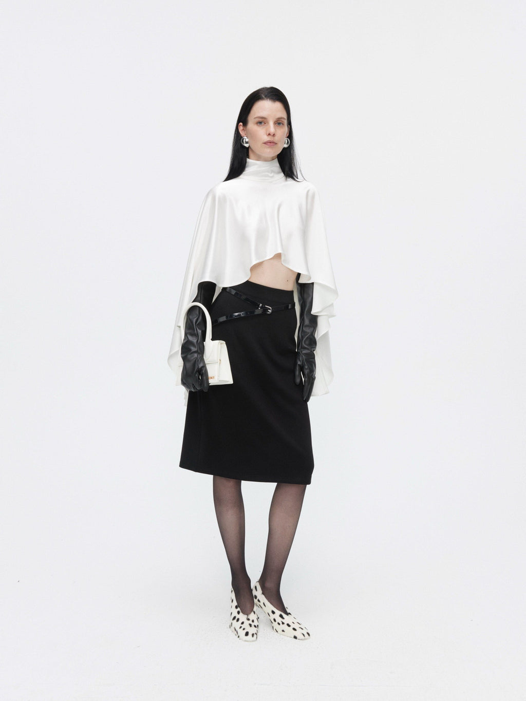 BUZHOU High Waist Zipper Detail Straight Knit Slim Women Black Cotton Blend Midi Skirts