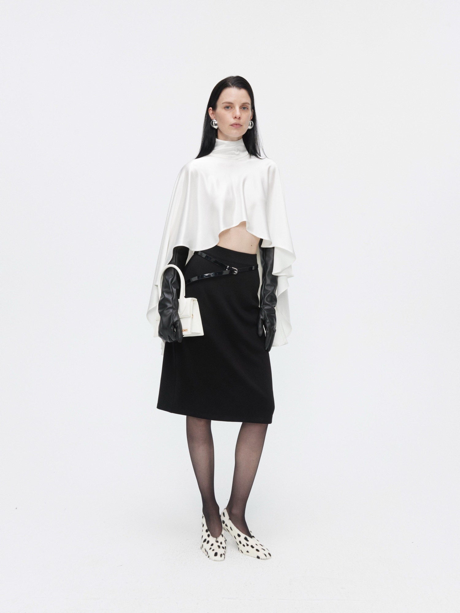 BUZHOU High Waist Zipper Detail Straight Knit Slim Women Black Cotton Blend Midi Skirts