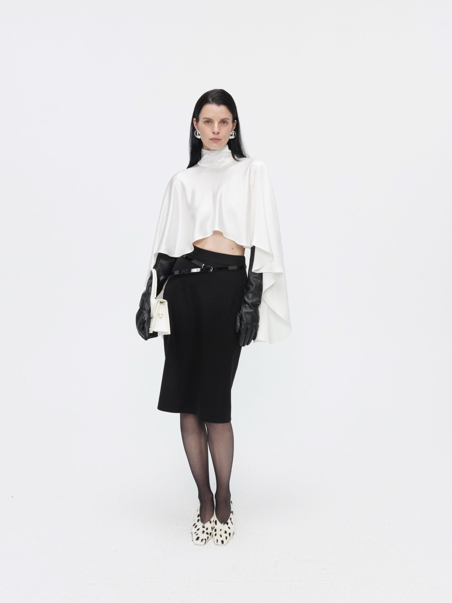 BUZHOU High Waist Zipper Detail Straight Knit Slim Women Black Cotton Blend Midi Skirts