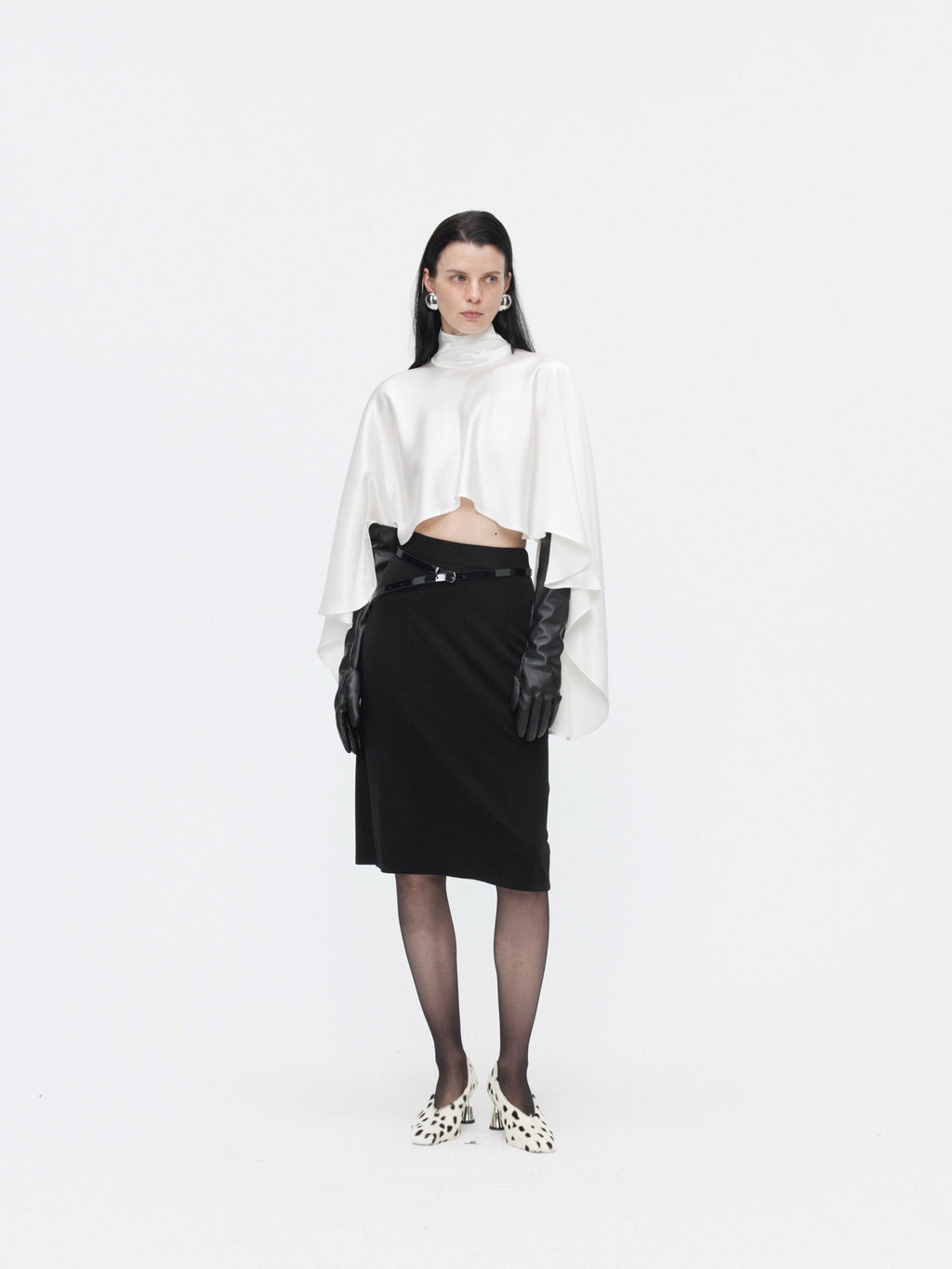 BUZHOU High Waist Zipper Detail Straight Knit Slim Women Black Cotton Blend Midi Skirts