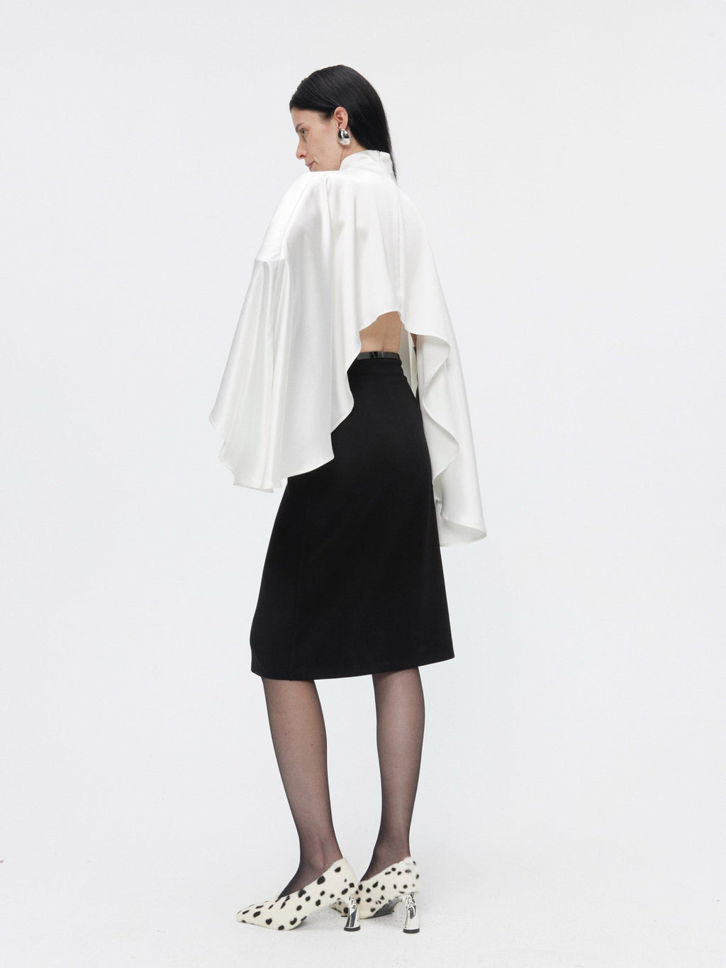BUZHOU High Waist Zipper Detail Straight Knit Slim Women Black Cotton Blend Midi Skirts