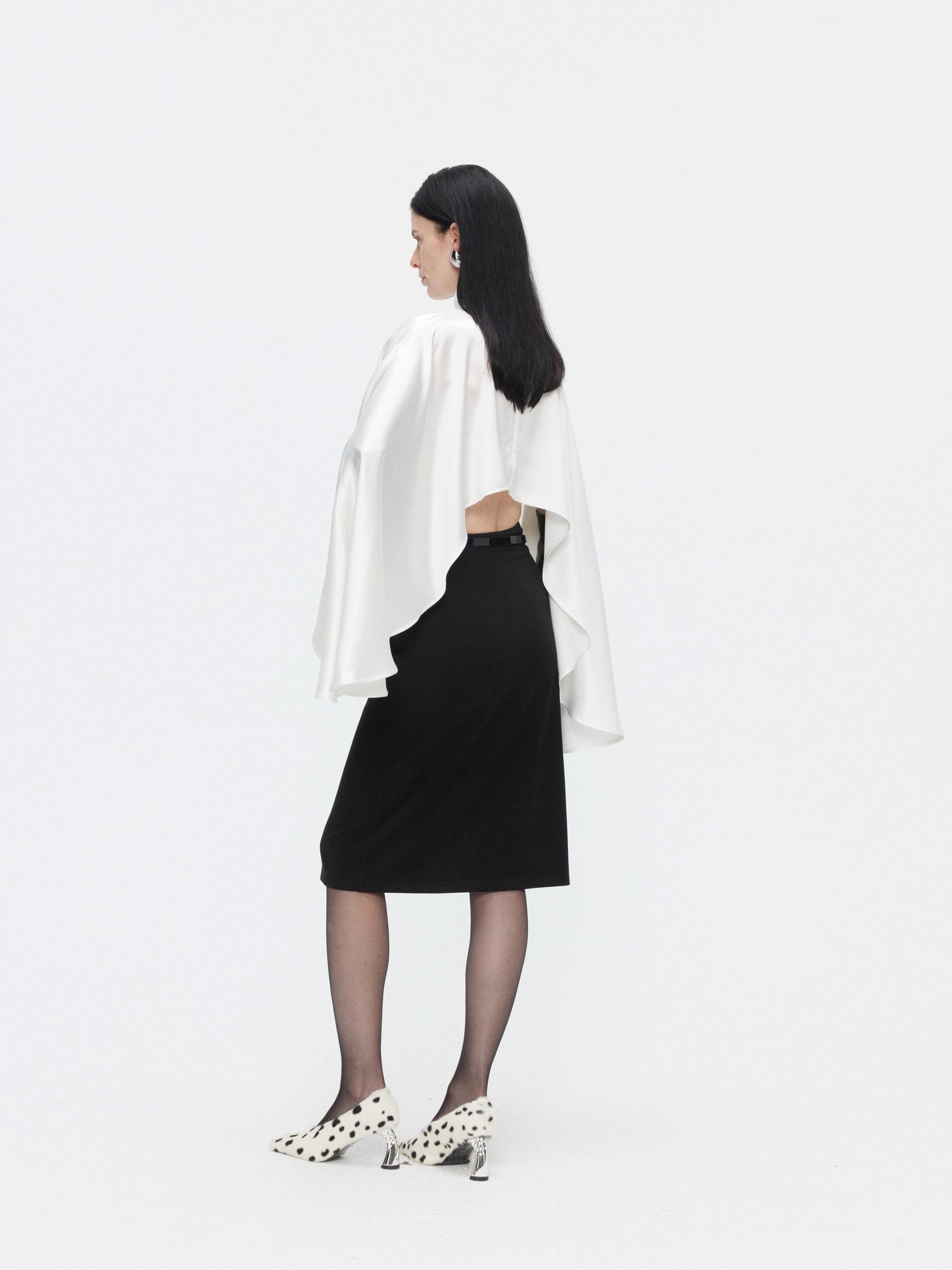 BUZHOU High Waist Zipper Detail Straight Knit Slim Women Black Cotton Blend Midi Skirts