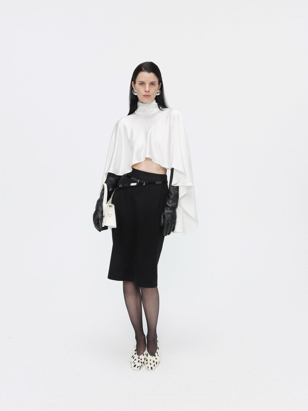 BUZHOU High Waist Zipper Detail Straight Knit Slim Women Black Cotton Blend Midi Skirts