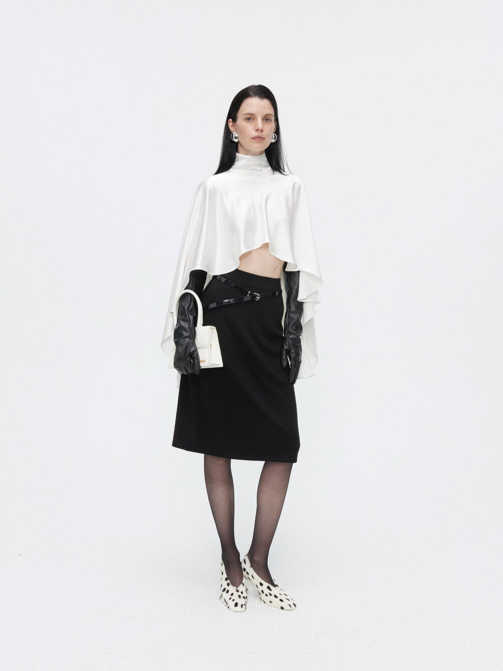 BUZHOU High Waist Zipper Detail Straight Knit Slim Women Black Cotton Blend Midi Skirts