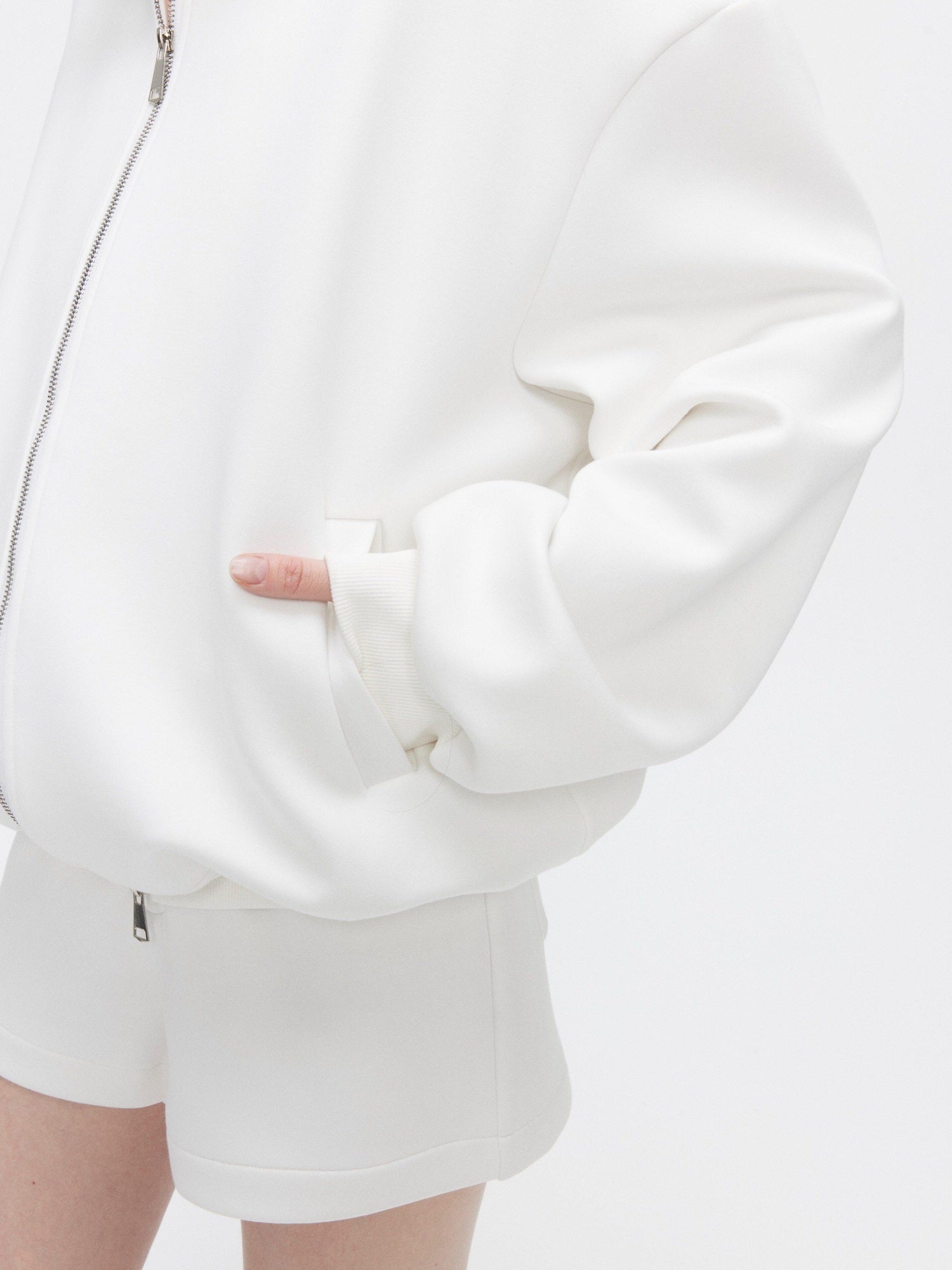 BUZHOU Minimalist Unisex Stand Collar Long Sleeve Sweatshirt Shorts Top & Shorts Sets