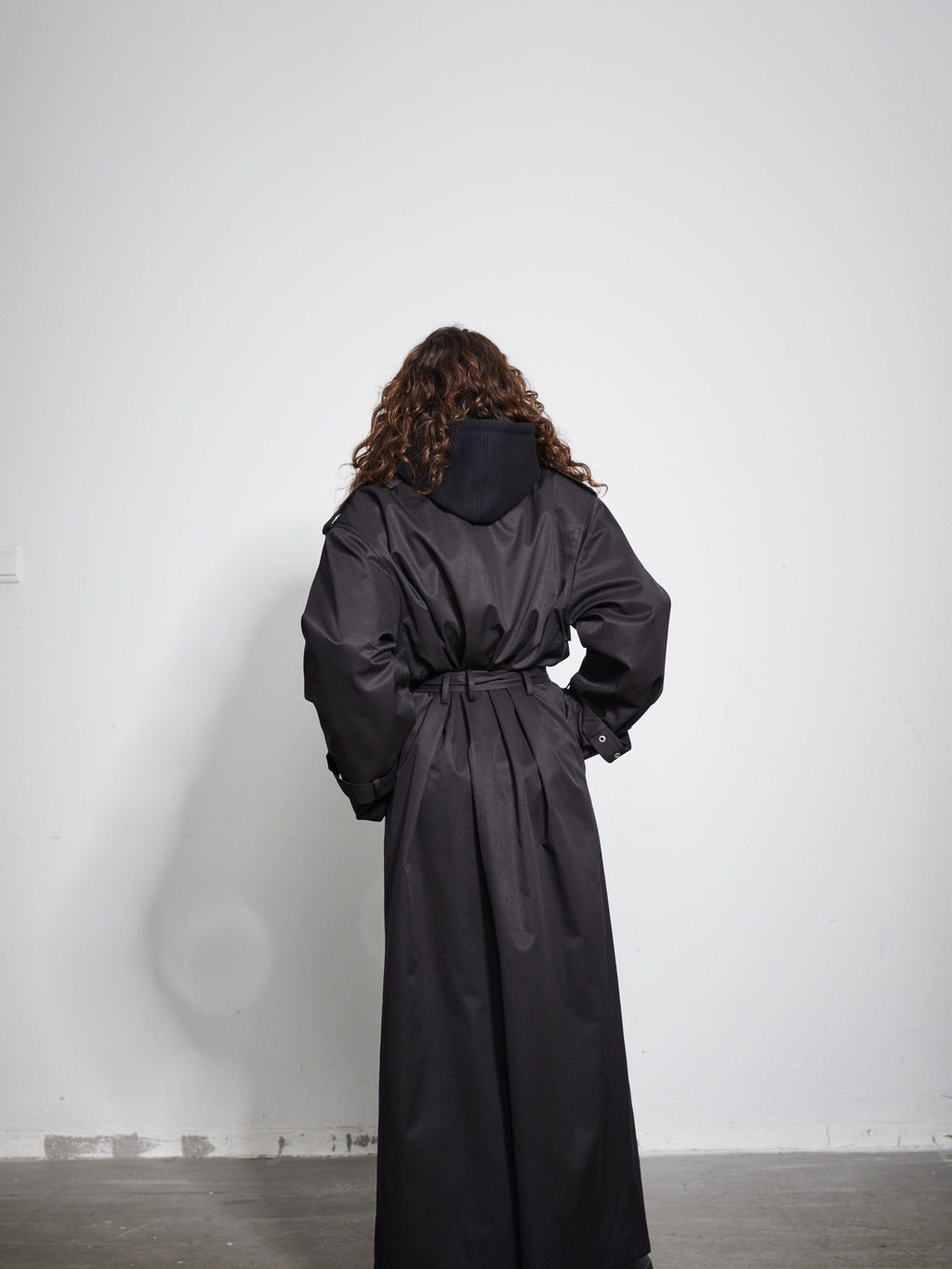 BUZHOU Pocketed Midlength Single Breasted Suit Collar Office Black Trench Coats