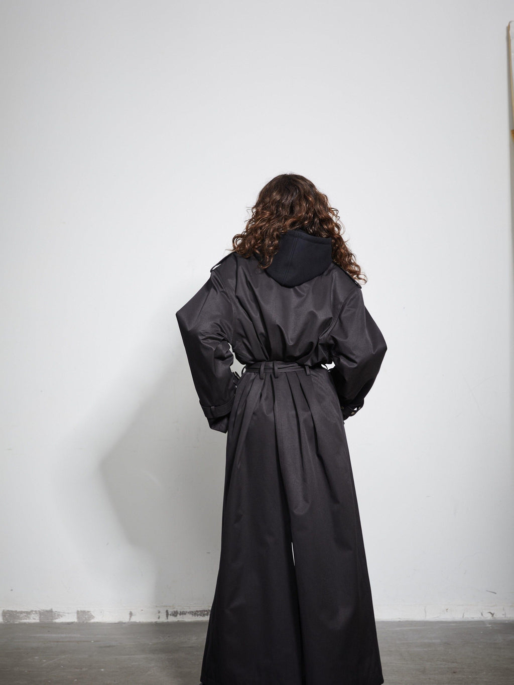 BUZHOU Pocketed Midlength Single Breasted Suit Collar Office Black Trench Coats