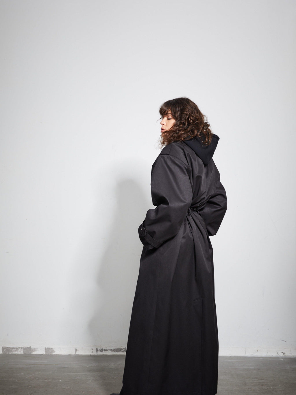 BUZHOU Pocketed Midlength Single Breasted Suit Collar Office Black Trench Coats