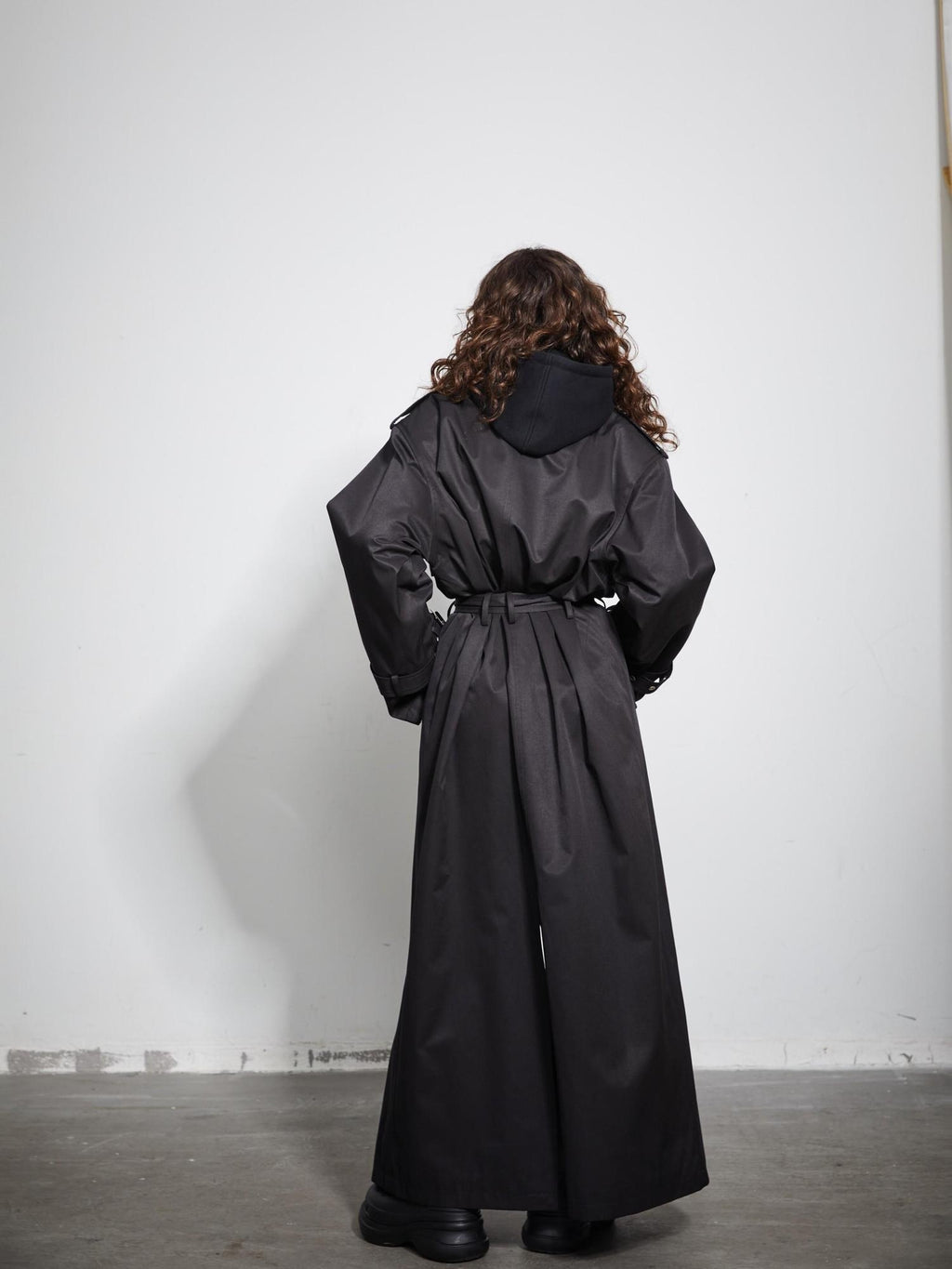 BUZHOU Pocketed Midlength Single Breasted Suit Collar Office Black Trench Coats