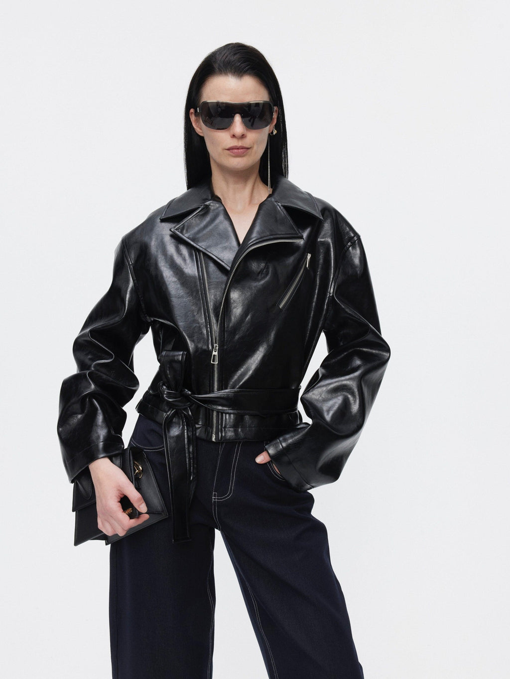 BUZHOU Premium Pu Minimalist Short Zip Lapel Collar Youth Black Brown Leather Jackets