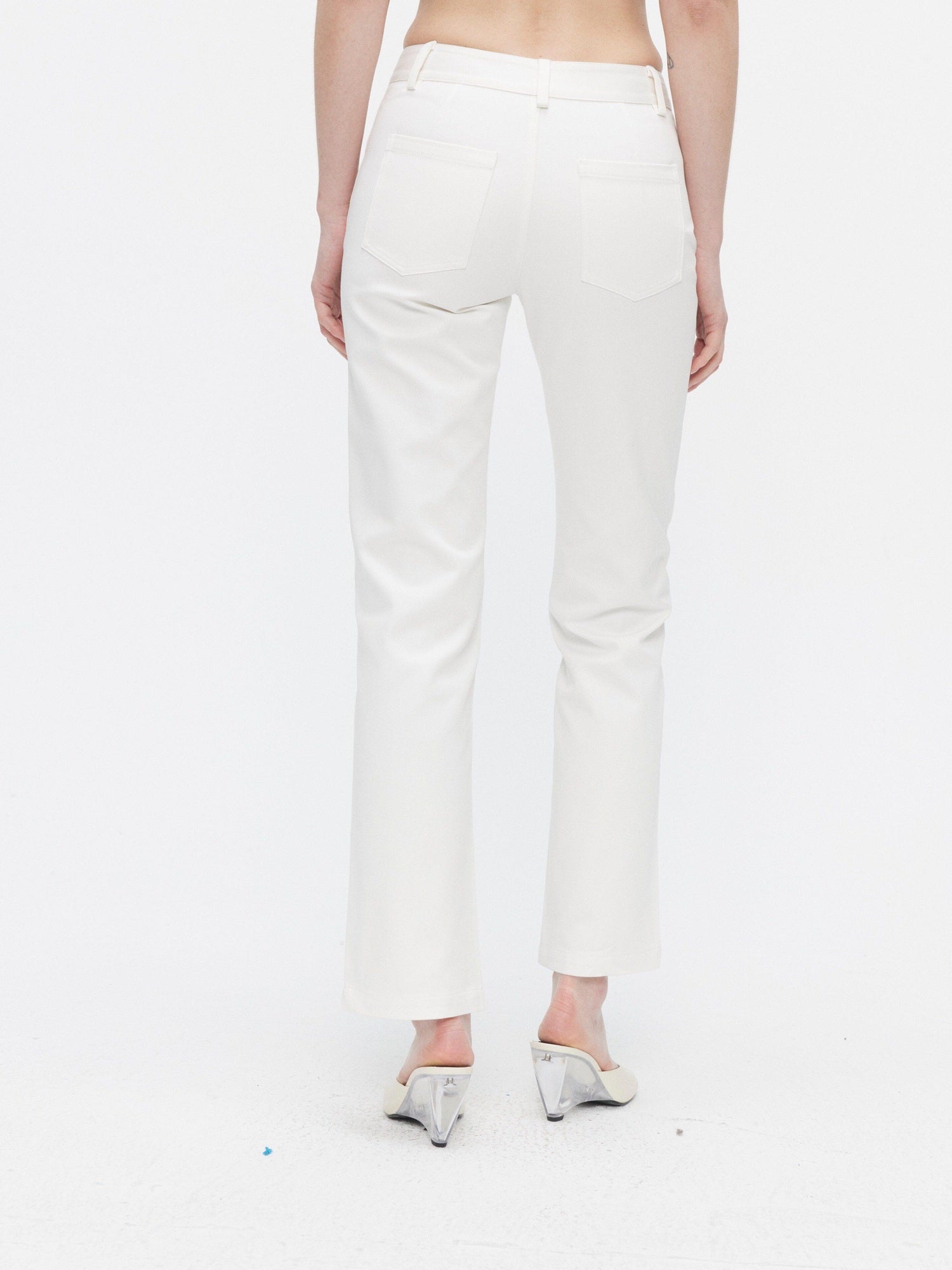 BUZHOU Pure Cotton Minimalist Mid Low Rise White Womens Classic Straight Pants