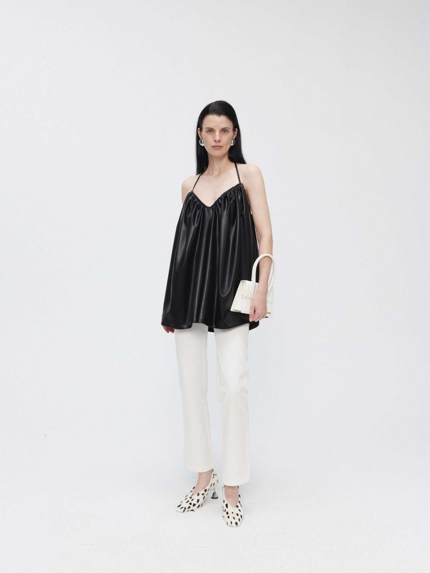 BUZHOU Pure Cotton Minimalist Mid Low Rise White Womens Classic Straight Pants