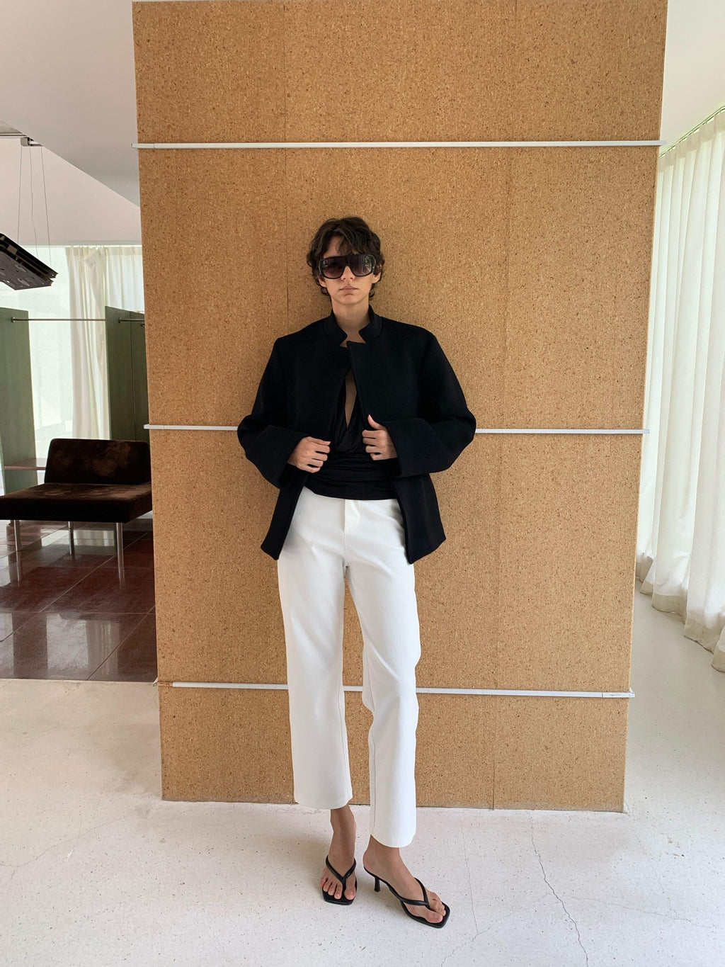 BUZHOU Pure Wool Short Tailored Long Sleeve Black Classic Office Blazers