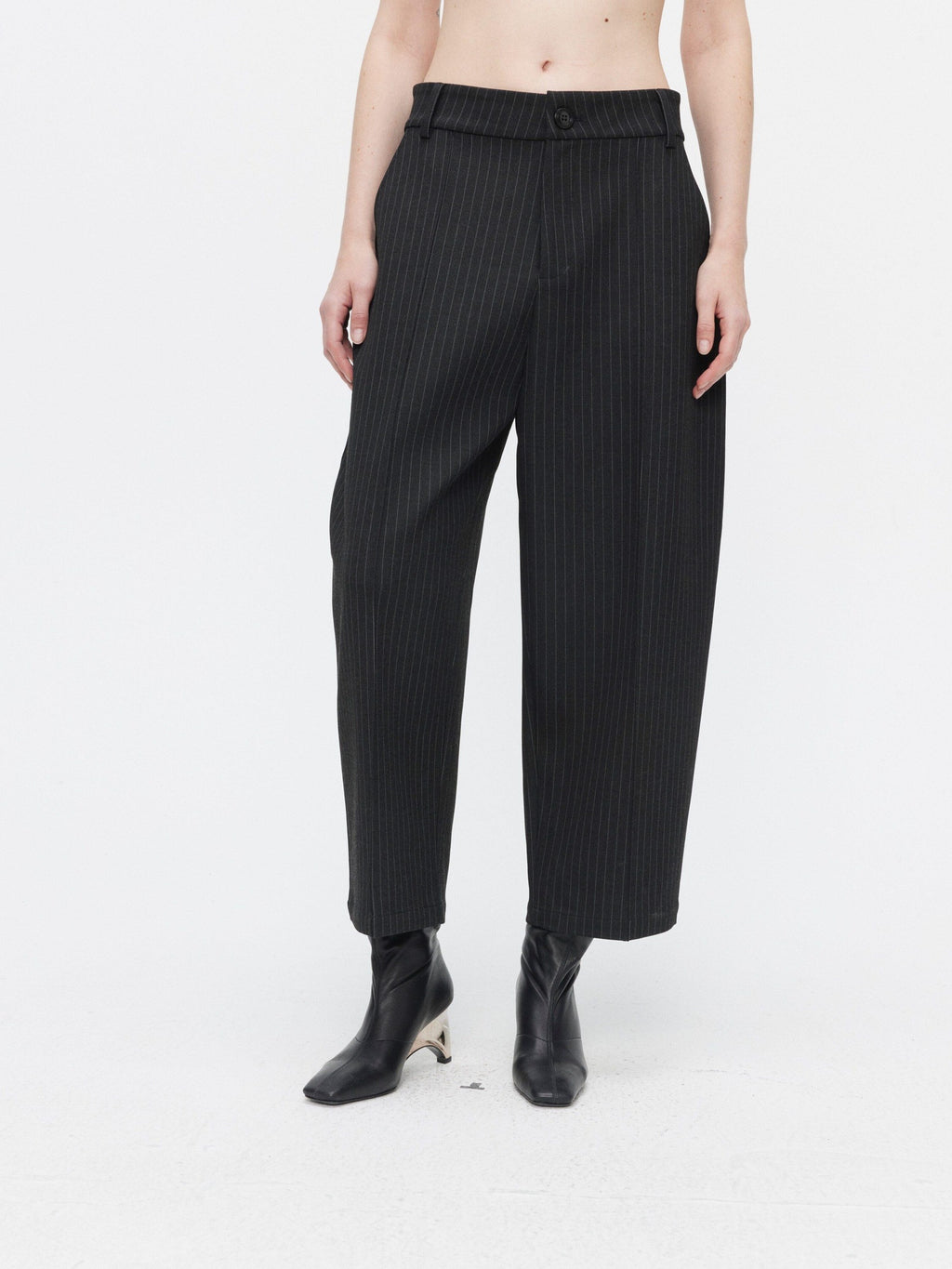 BUZHOU Slim Office Striped Mid Length Two Piece Women Ankle Pants Blazer Sets