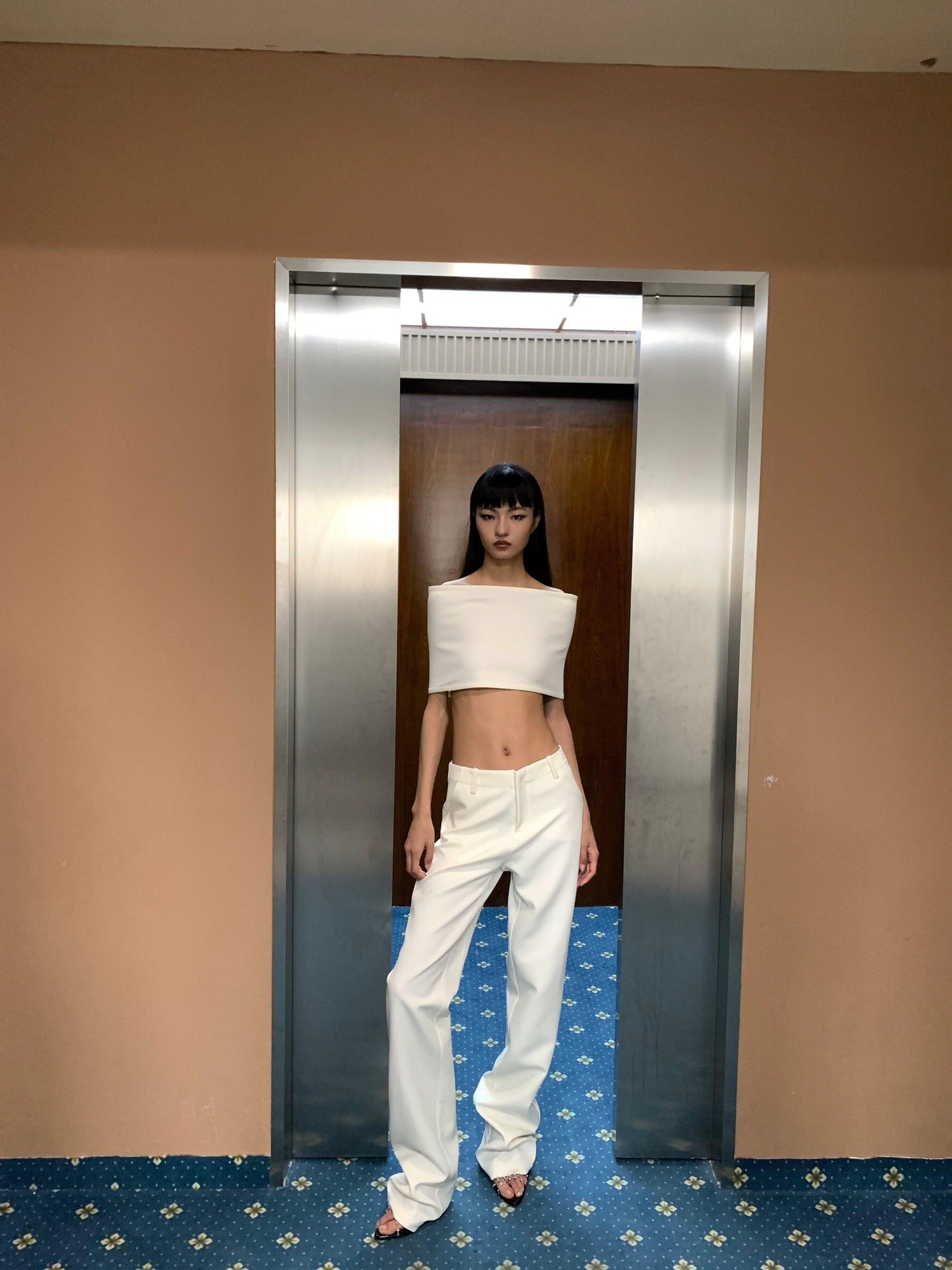 BUZHOU Soft Cotton Straight Low Waist Off Shoulder Ladies Pants Top & Pants Sets