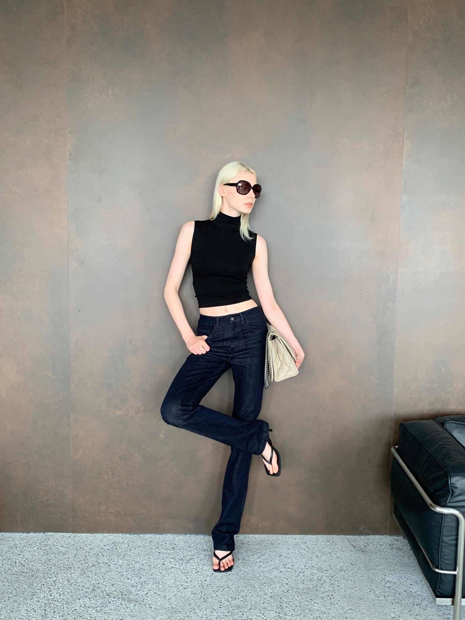 BUZHOU Soft Stretch Cotton Lyocell Washed Deep Indigo Low Rise Casual Skinny Jeans