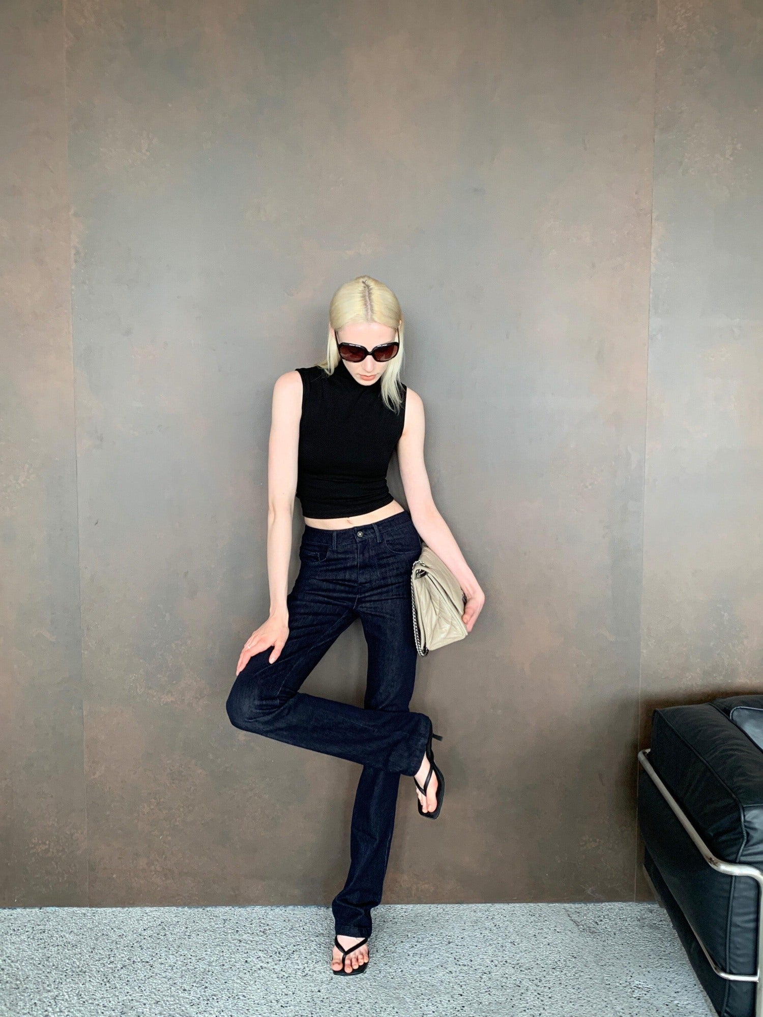 BUZHOU Soft Stretch Cotton Lyocell Washed Deep Indigo Low Rise Casual Skinny Jeans
