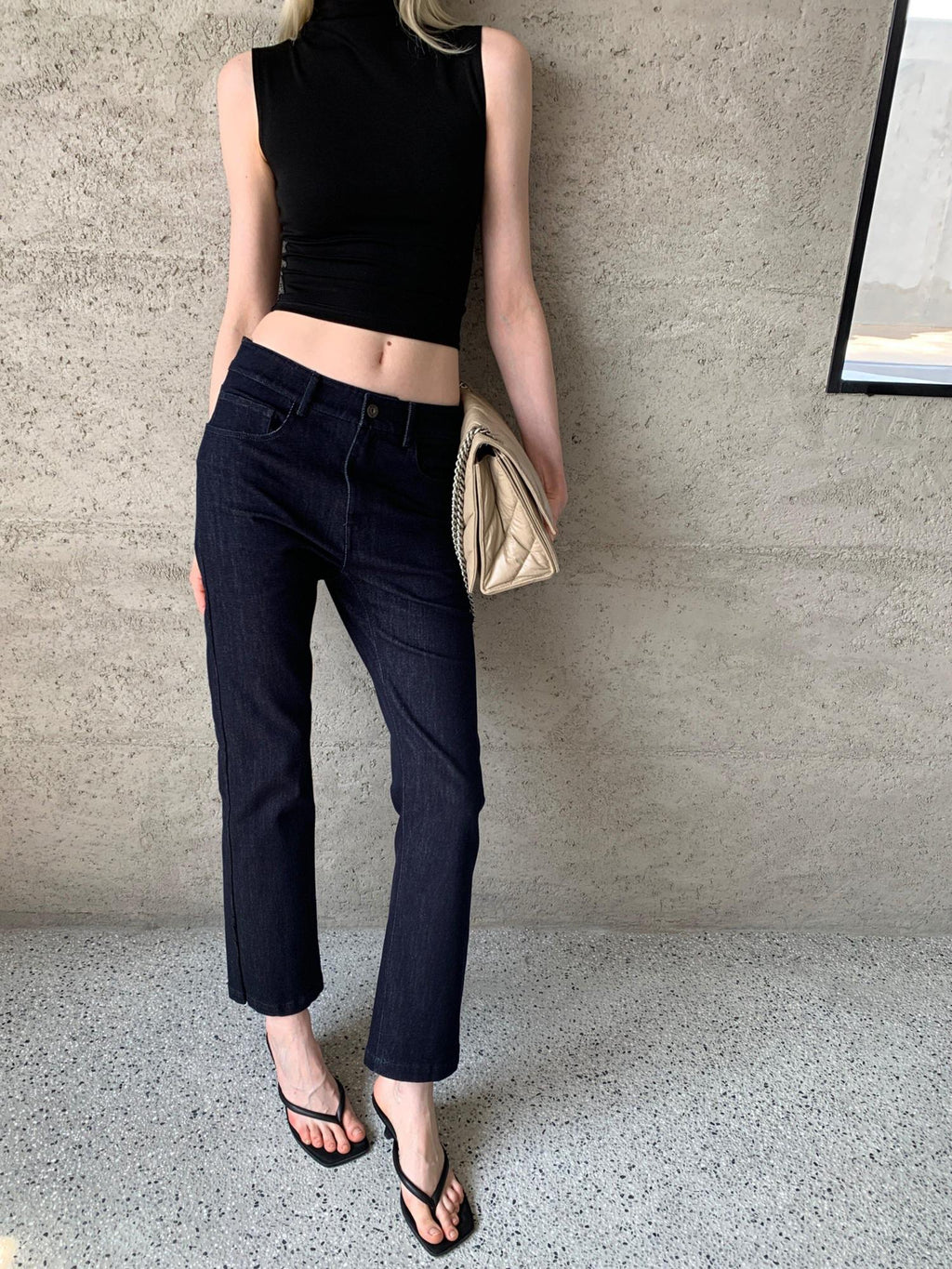 BUZHOU Soft Stretch Cotton Lyocell Washed Deep Indigo Low Rise Casual Skinny Jeans