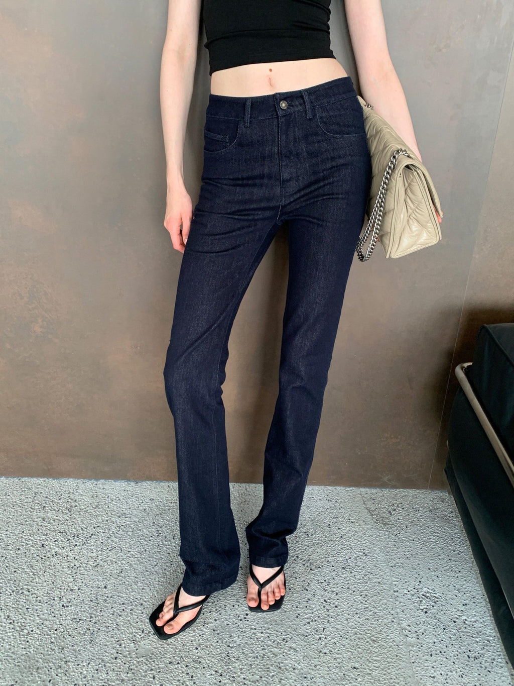 BUZHOU Soft Stretch Cotton Lyocell Washed Deep Indigo Low Rise Casual Skinny Jeans