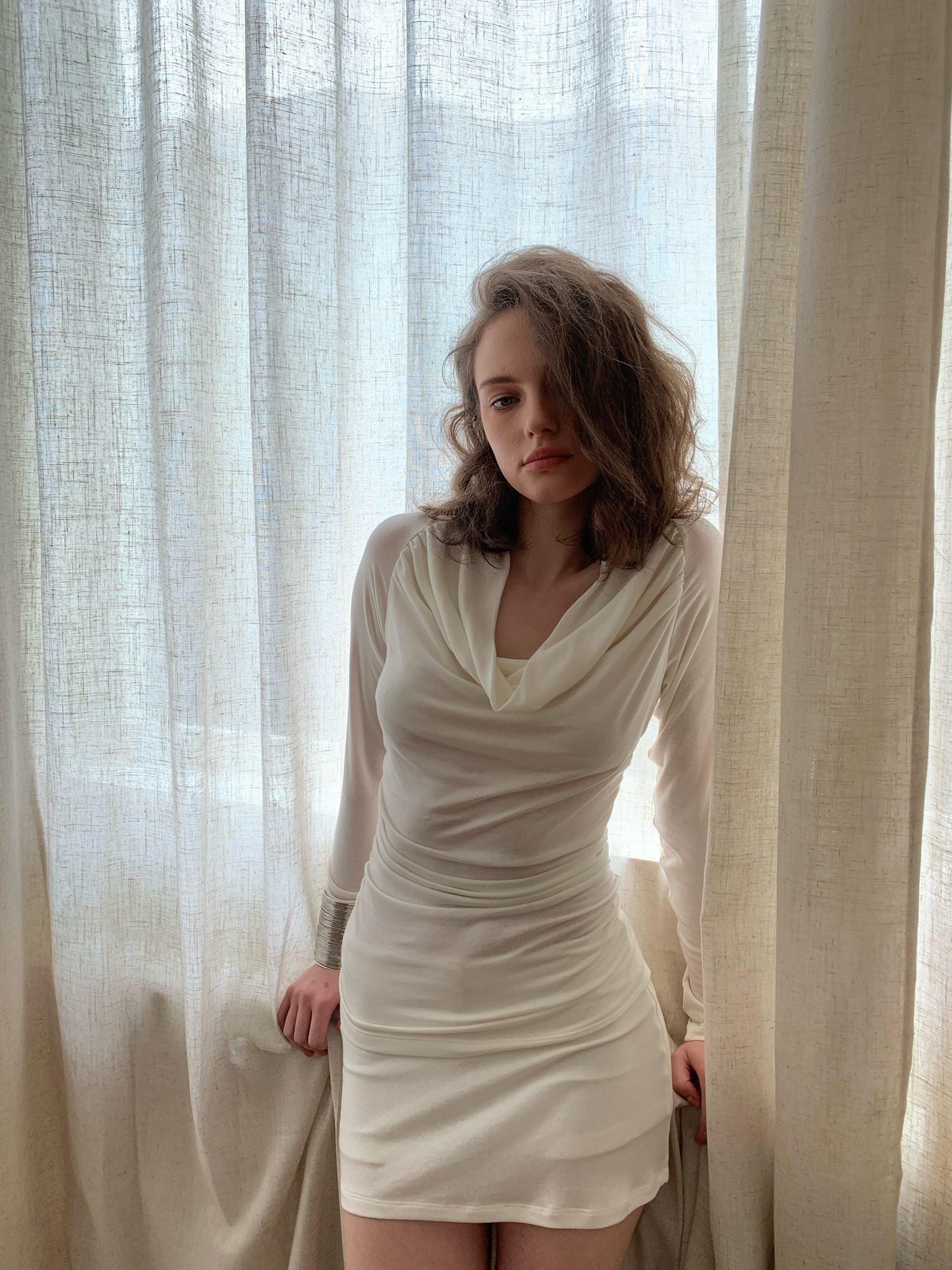 BUZHOU Soft Wool V-neck Pullover Office Women White Double Layer Pants Top & Pants Sets
