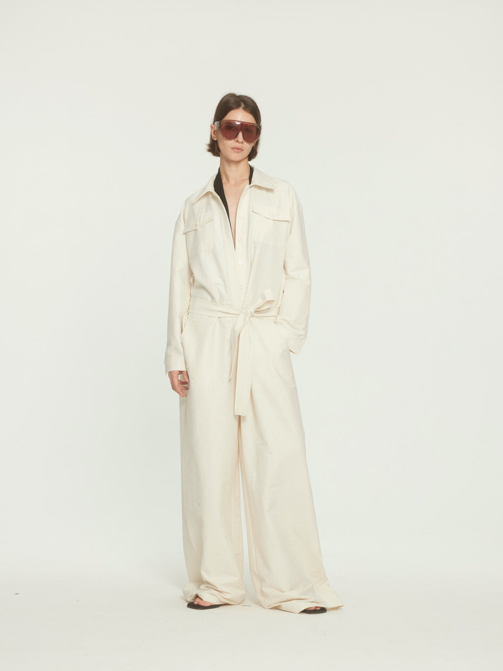 BUZHOU_Versatile_Beige_Straight_Leg_Mid_Waist_Office_Workwear_Jumpsuits_MISSTT