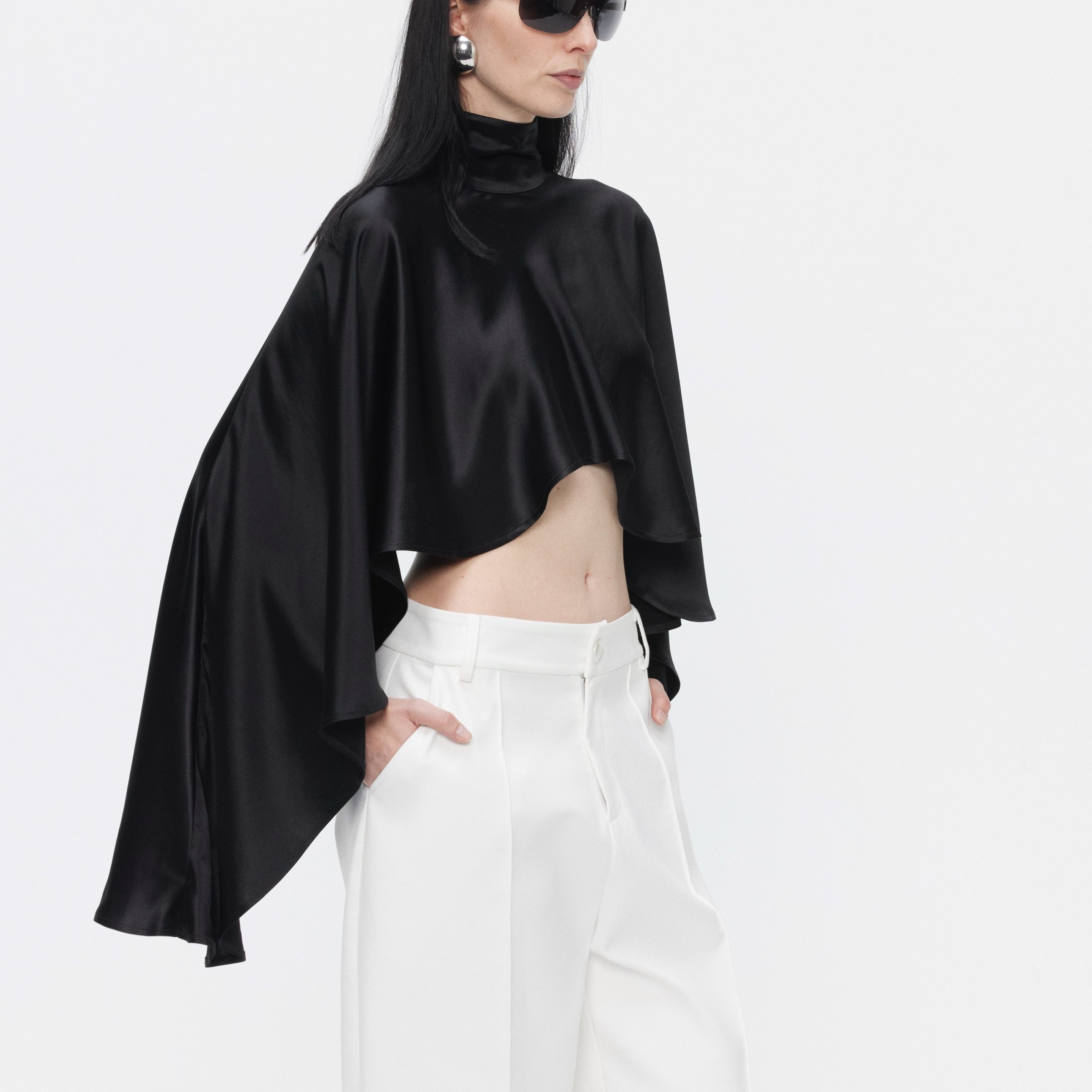 BUZHOU_Wrinkle_Free_Cooling_Minimalist_Cropped_Mockneck_Acetate_Long_Sleeve_T-Shirts_MISSTT