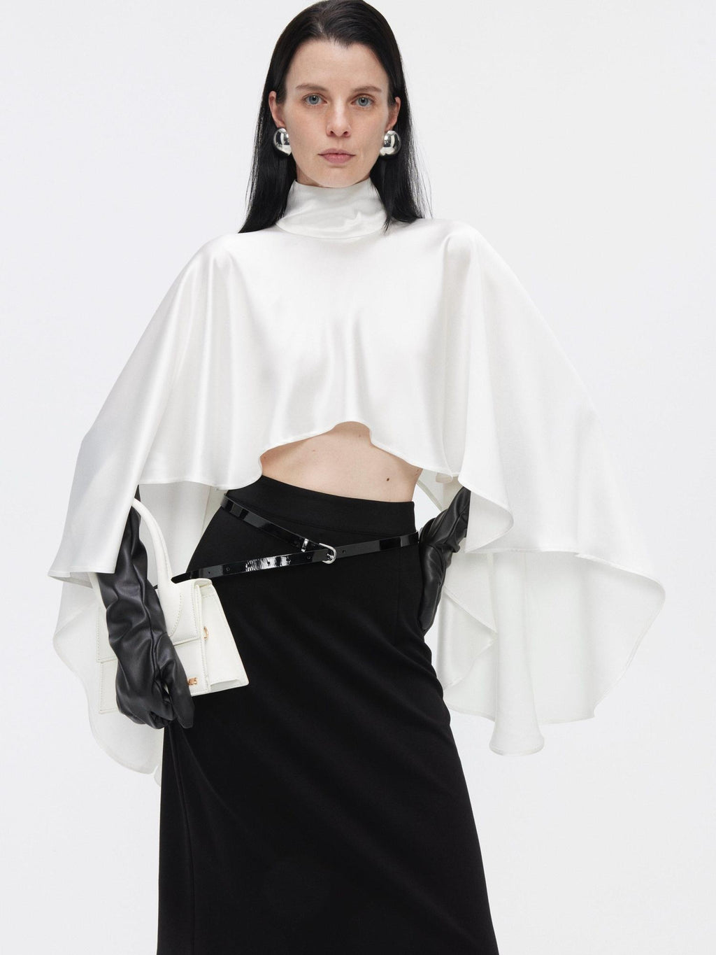 BUZHOU Wrinkle Free Cooling Minimalist Cropped Mockneck Acetate Long Sleeve T-Shirts