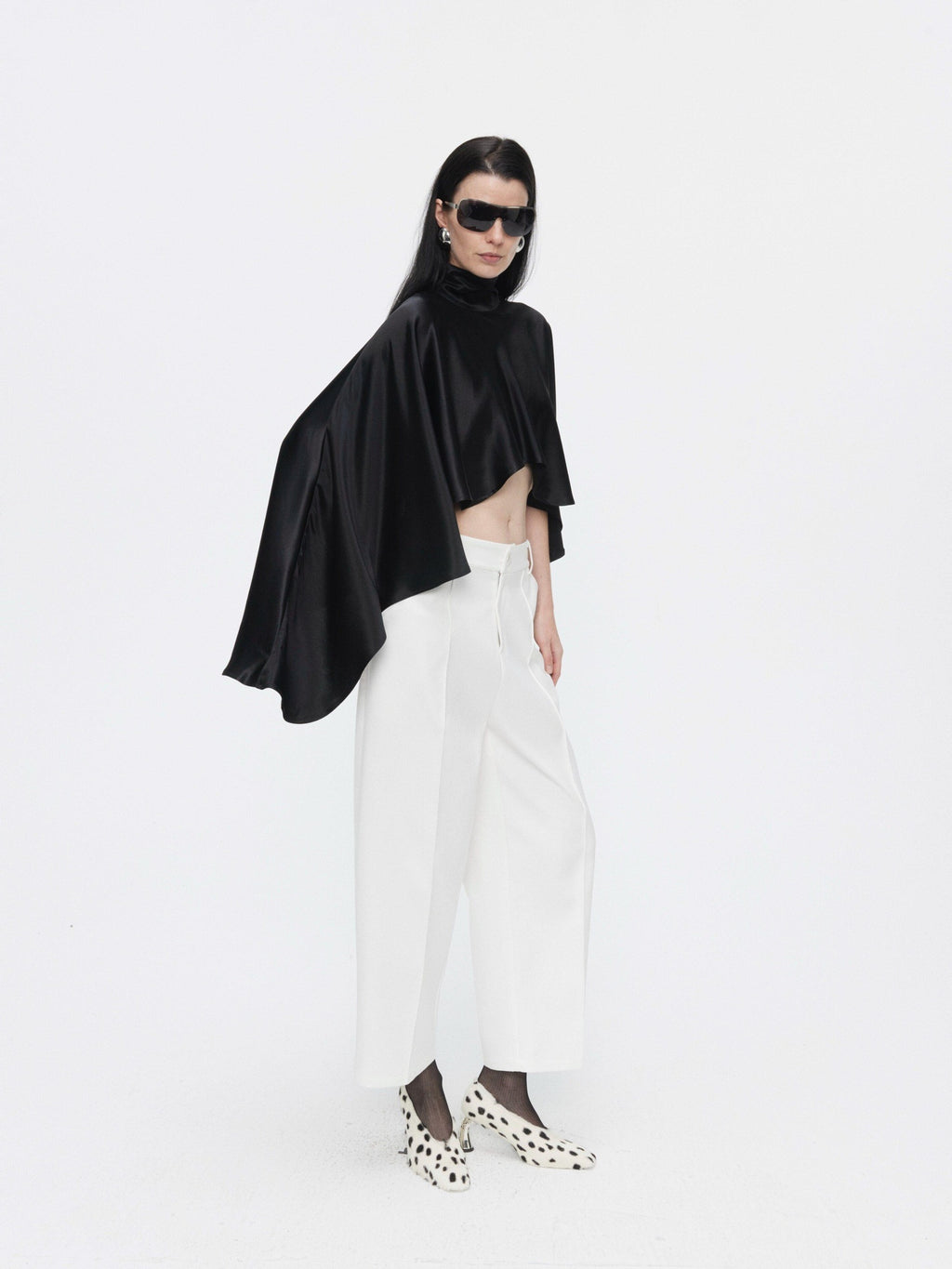 BUZHOU Wrinkle Free Cooling Minimalist Cropped Mockneck Acetate Long Sleeve T-Shirts