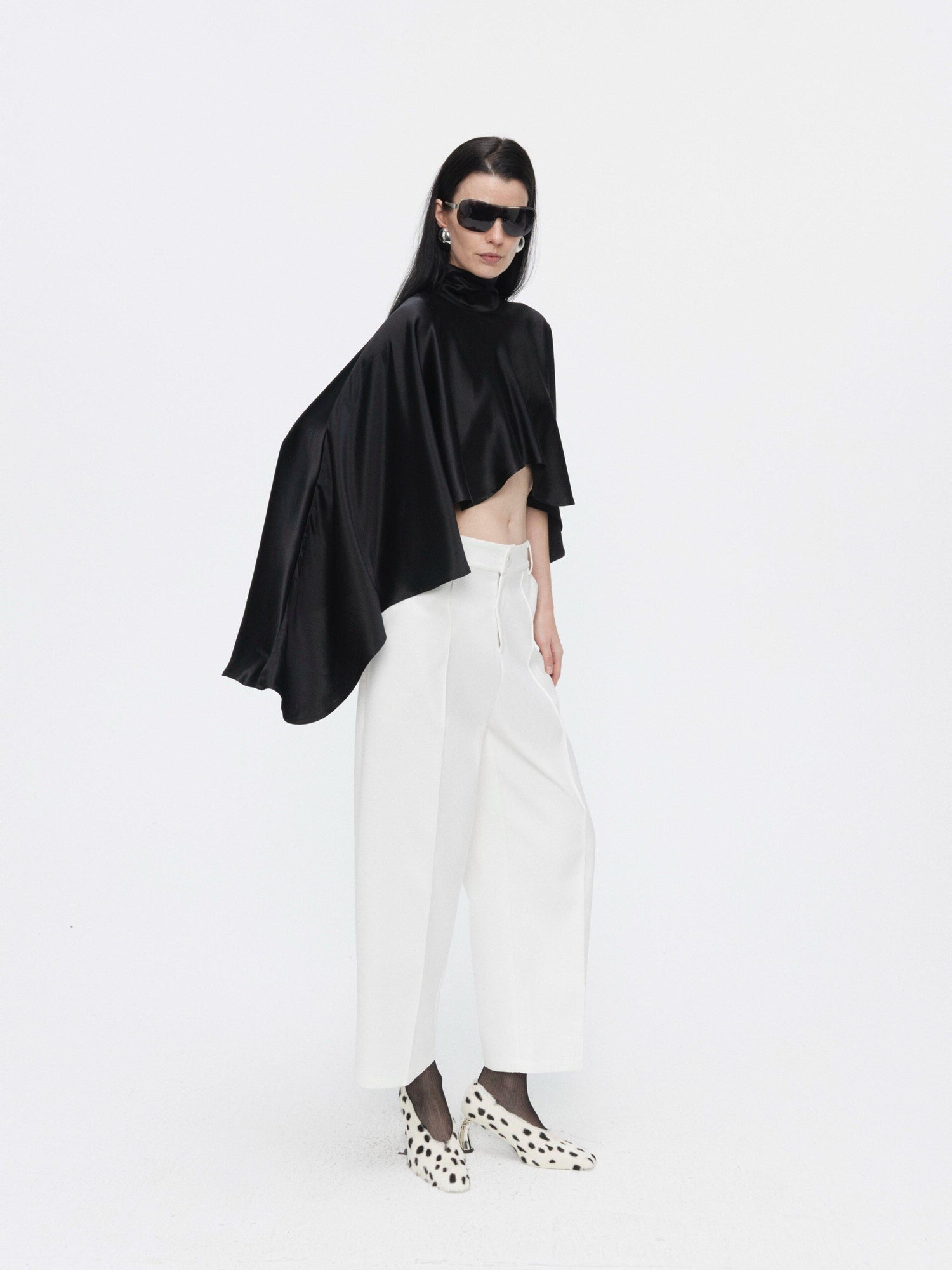 BUZHOU Wrinkle Free Cooling Minimalist Cropped Mockneck Acetate Long Sleeve T-Shirts