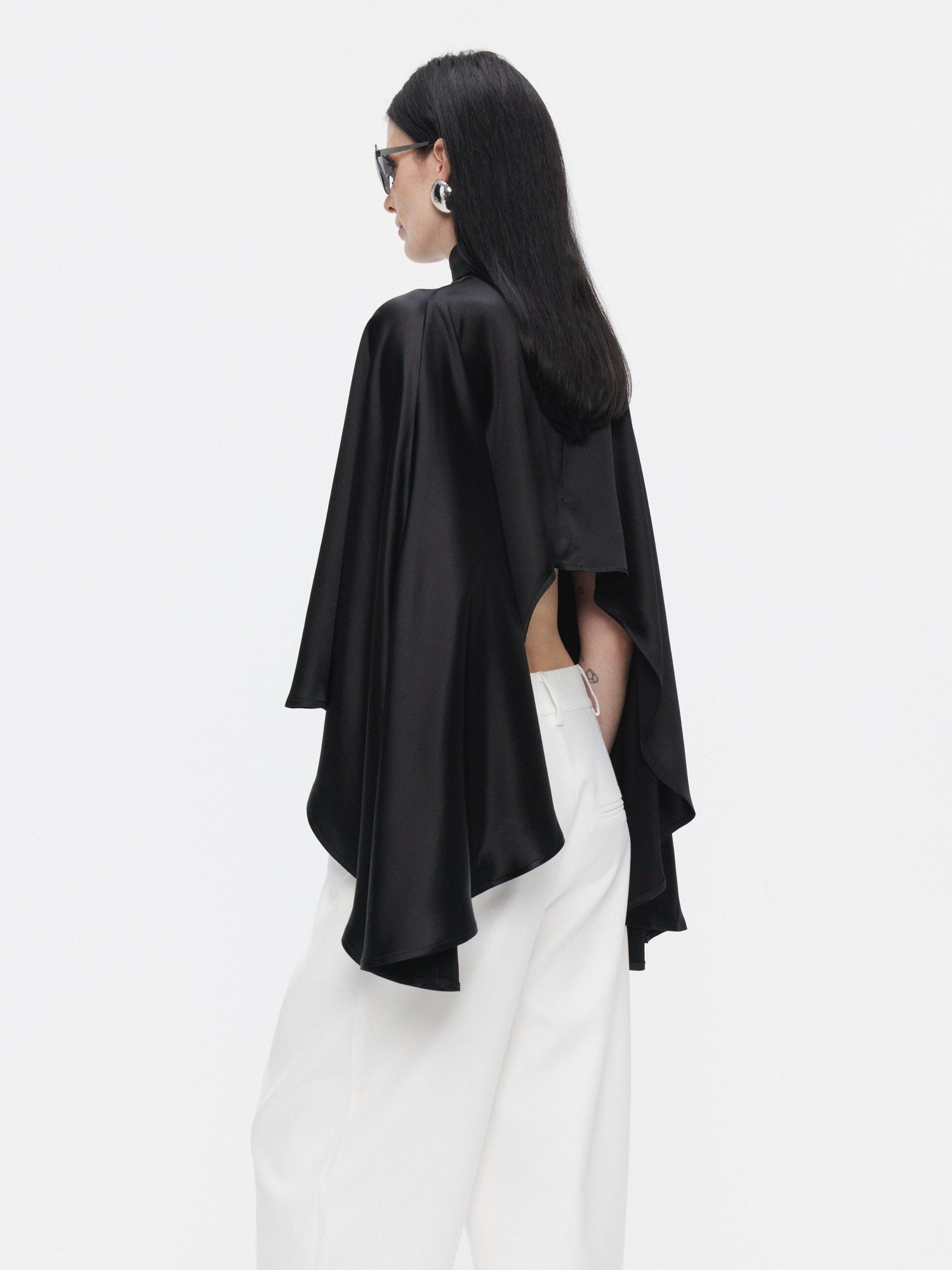 BUZHOU Wrinkle Free Cooling Minimalist Cropped Mockneck Acetate Long Sleeve T-Shirts