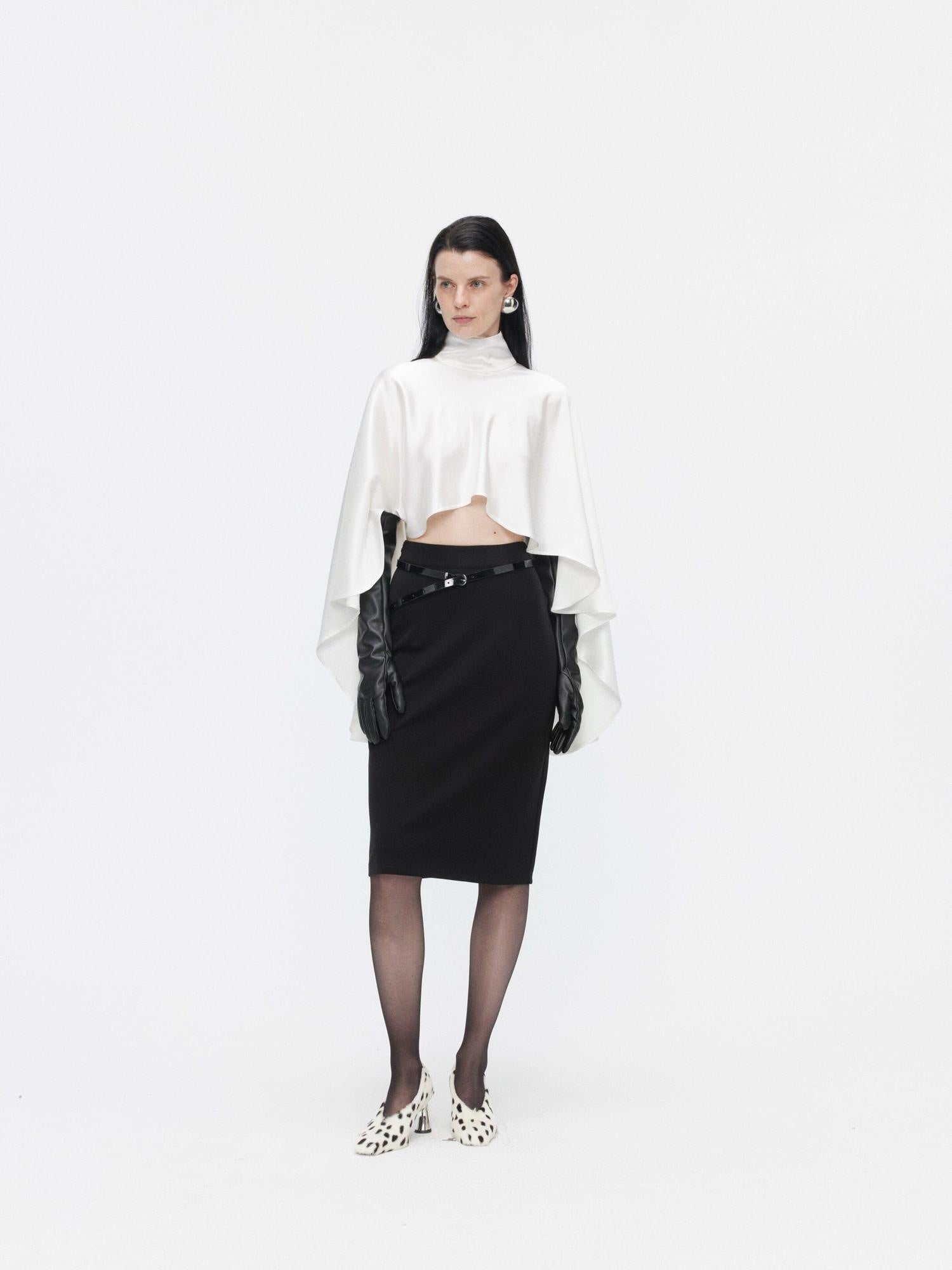 BUZHOU Wrinkle Free Cooling Minimalist Cropped Mockneck Acetate Long Sleeve T-Shirts