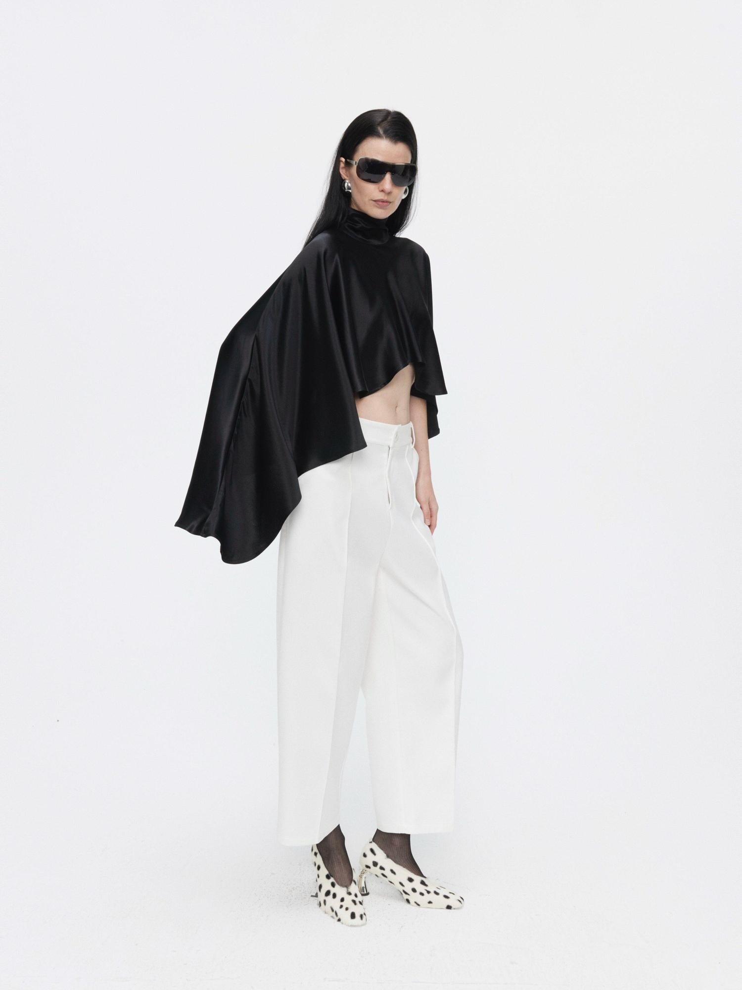 BUZHOU Wrinkle Free Cooling Minimalist Cropped Mockneck Acetate Long Sleeve T-Shirts