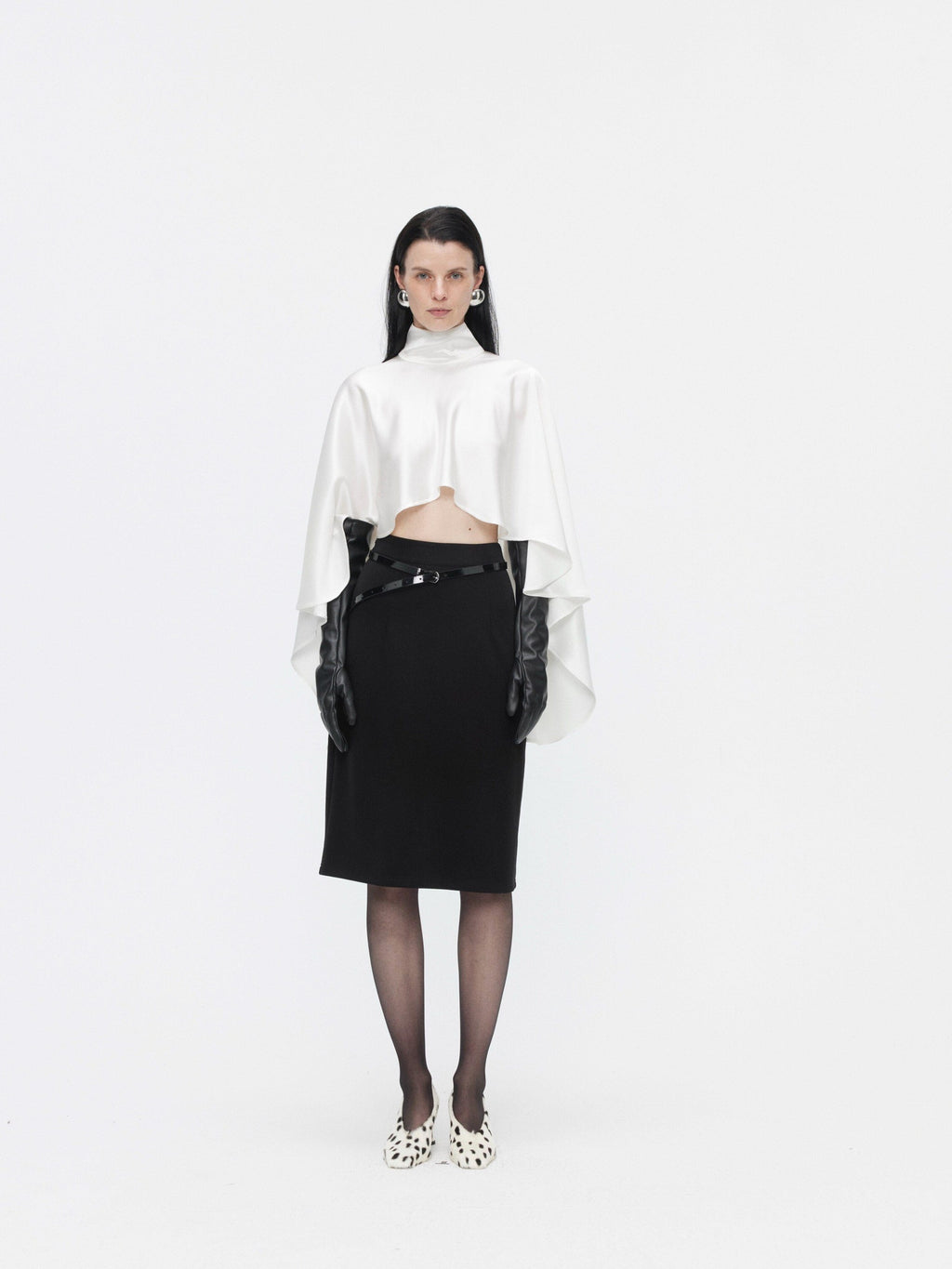 BUZHOU Wrinkle Free Cooling Minimalist Cropped Mockneck Acetate Long Sleeve T-Shirts