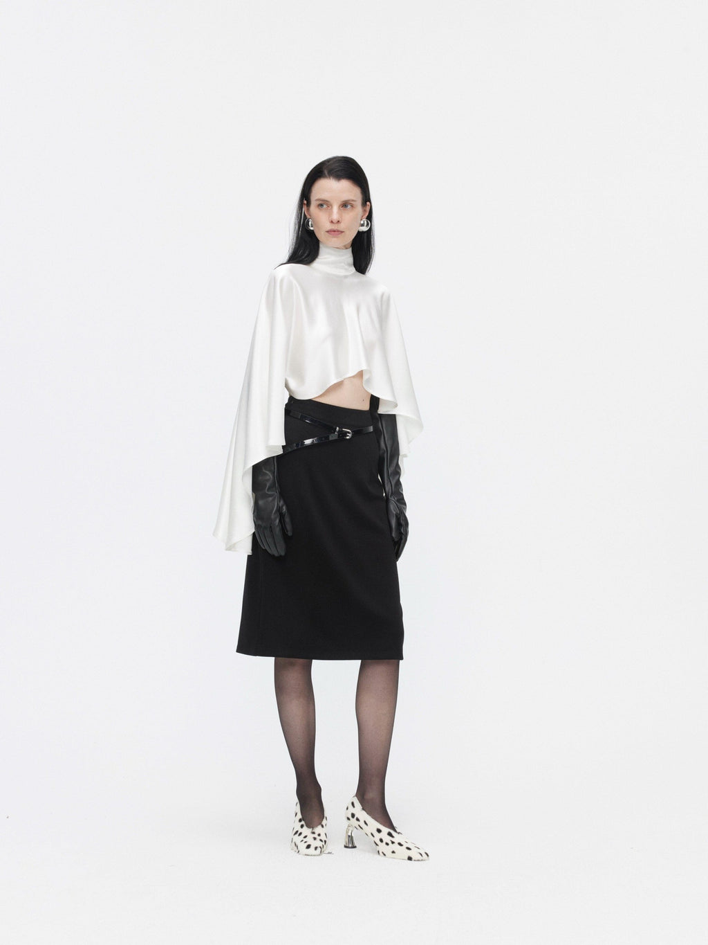 BUZHOU Wrinkle Free Cooling Minimalist Cropped Mockneck Acetate Long Sleeve T-Shirts