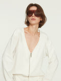 BUZHOU_Zipper_Front_Original_Straight_Fit_Low_V-neck_Casual_White_Knit_Tops_Cardigans_MISSTT