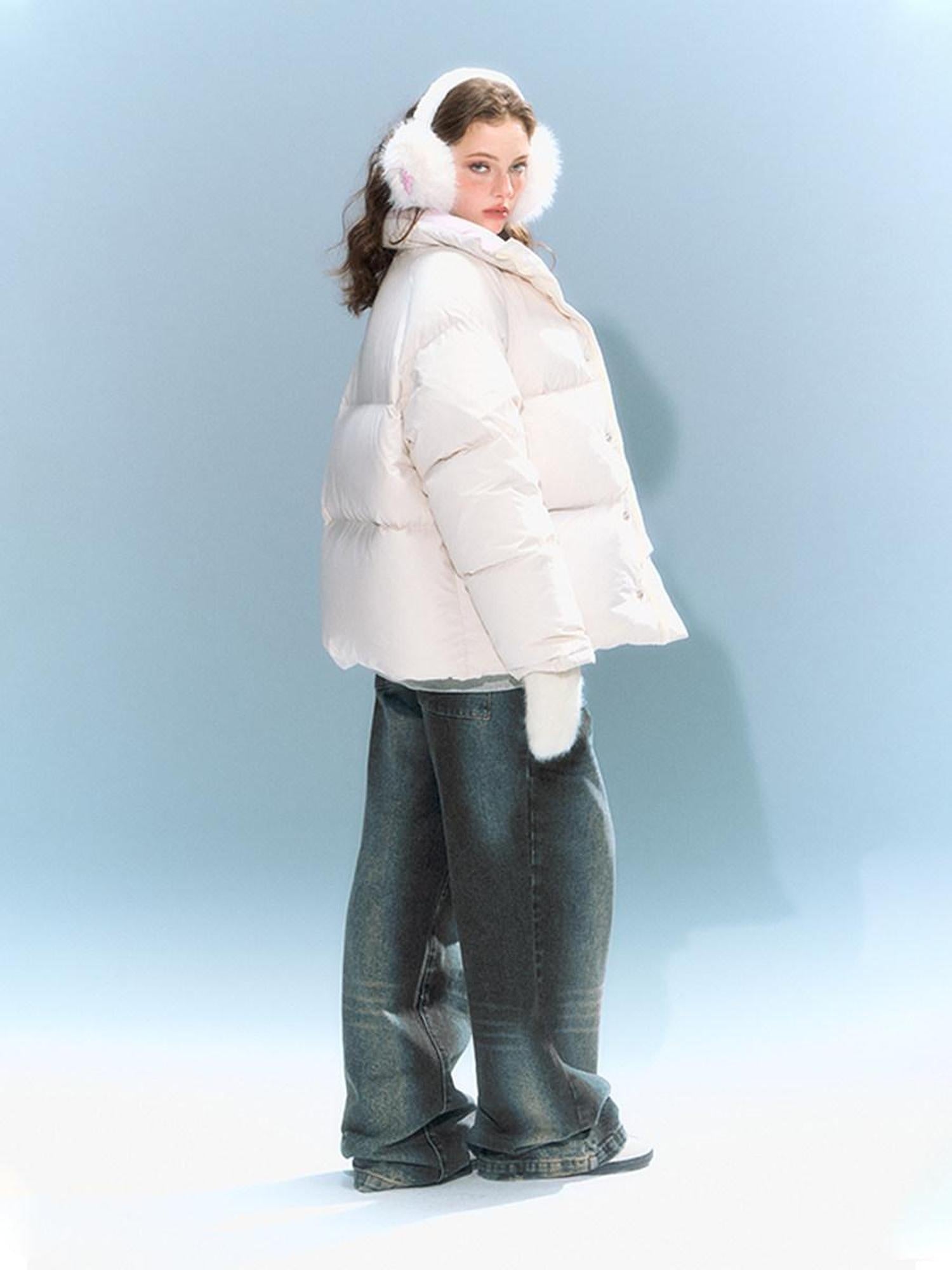 DeleteEx 90 Percent Duck Down Warmth Artistic Hoodless White Regular Down Jackets