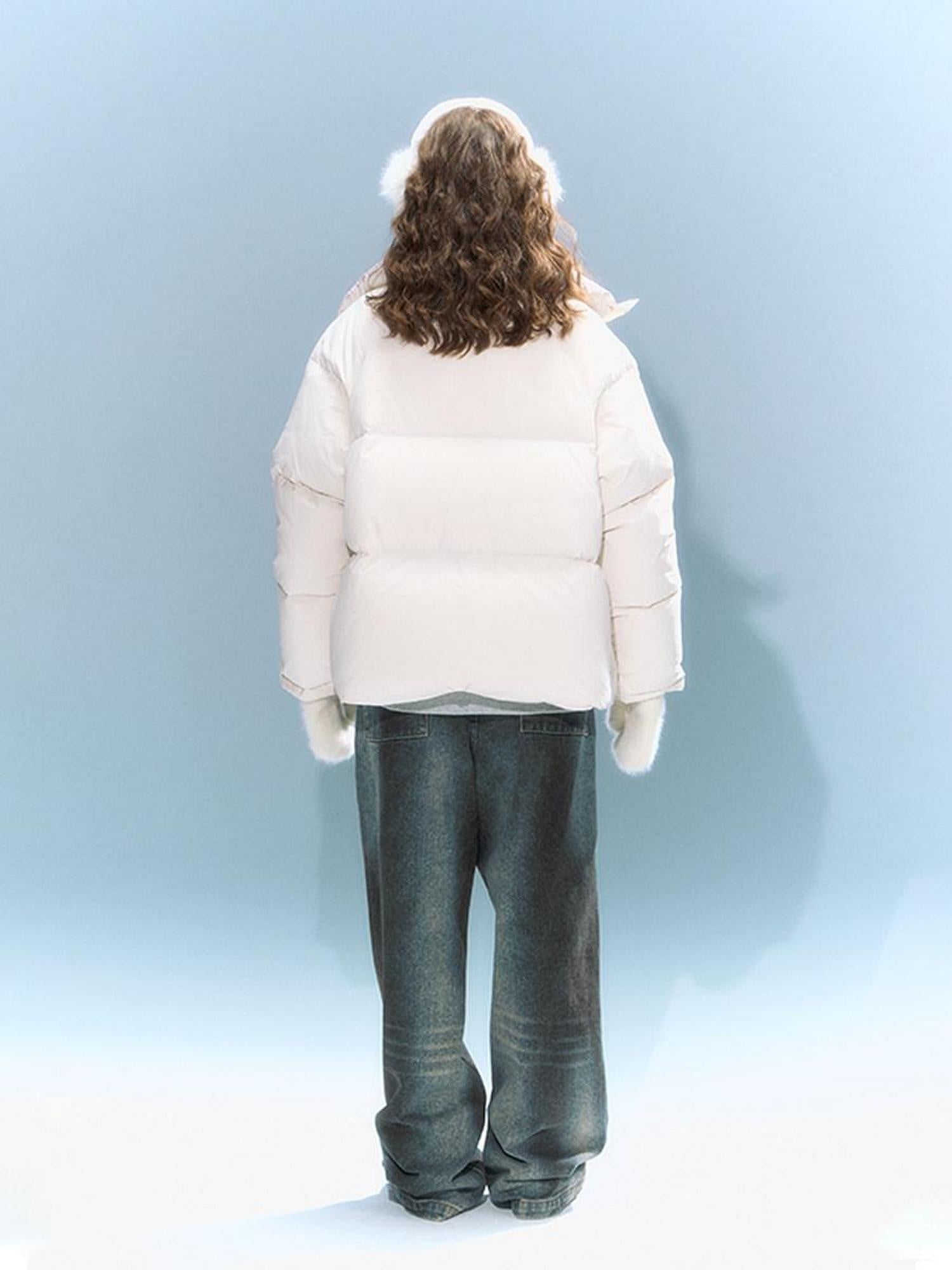 DeleteEx 90 Percent Duck Down Warmth Artistic Hoodless White Regular Down Jackets