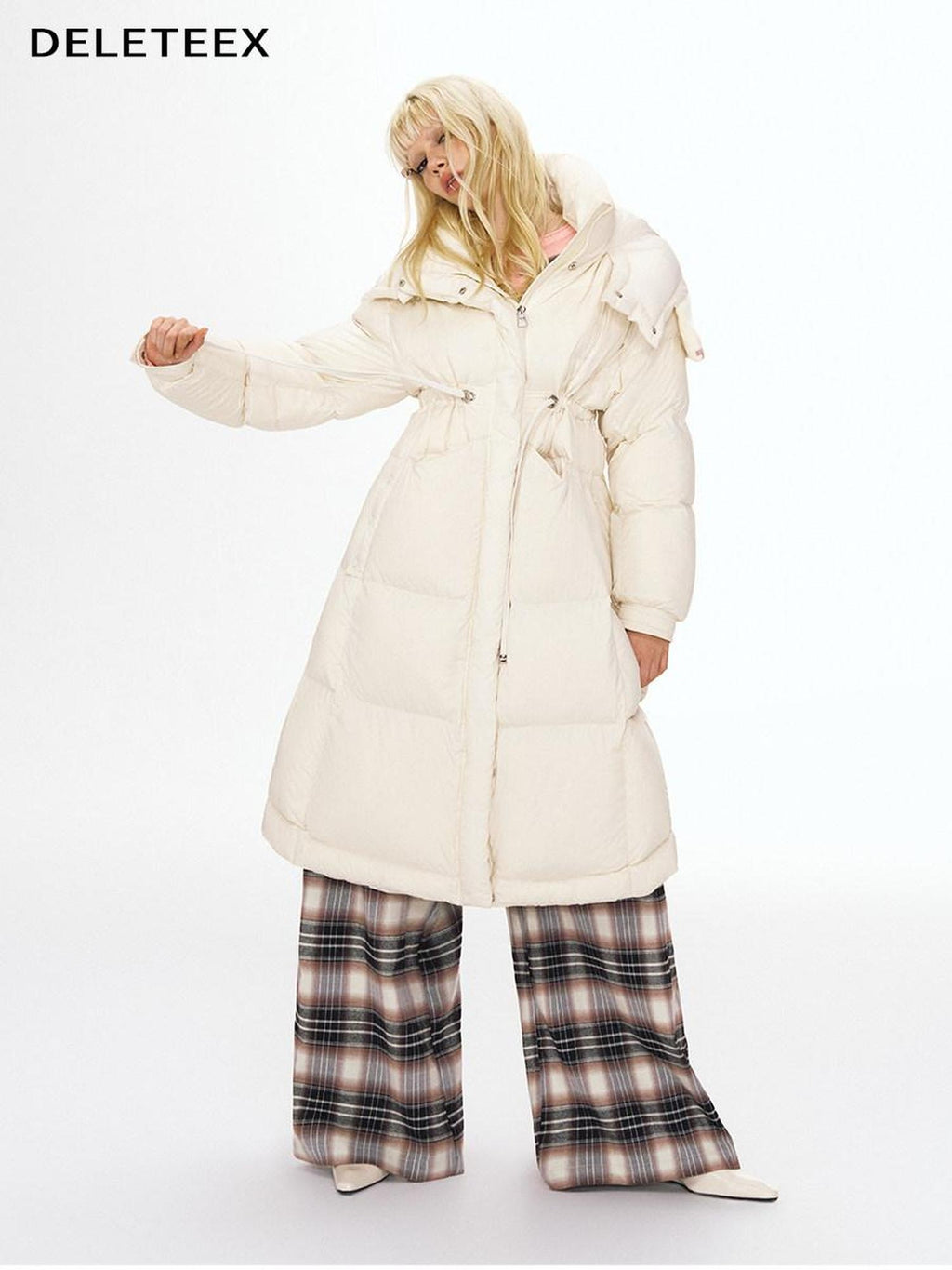 DeleteEx 90 Percent White Duck Down Long Hooded Regular Fit Women Down Jackets