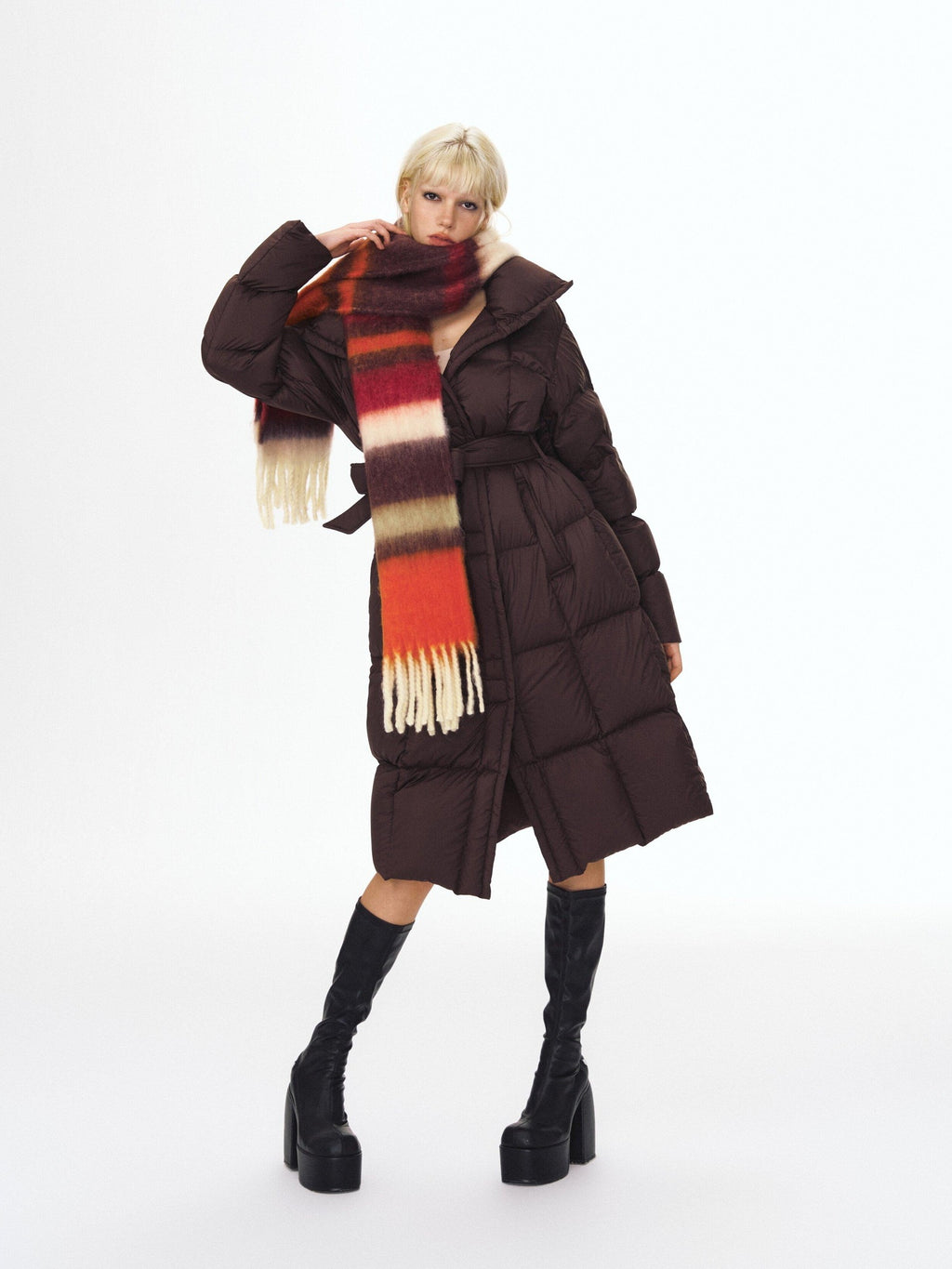 DeleteEx 90 Percent White Goose Down Warm Elegant Long Belted Women Down Jackets