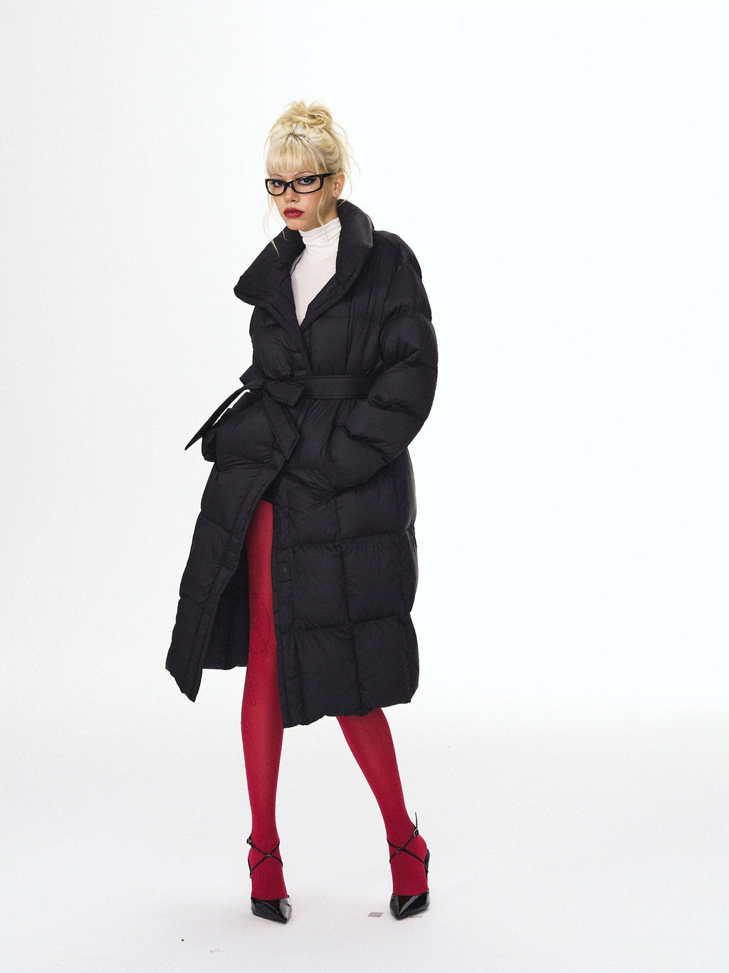 DeleteEx 90 Percent White Goose Down Warm Elegant Long Belted Women Down Jackets