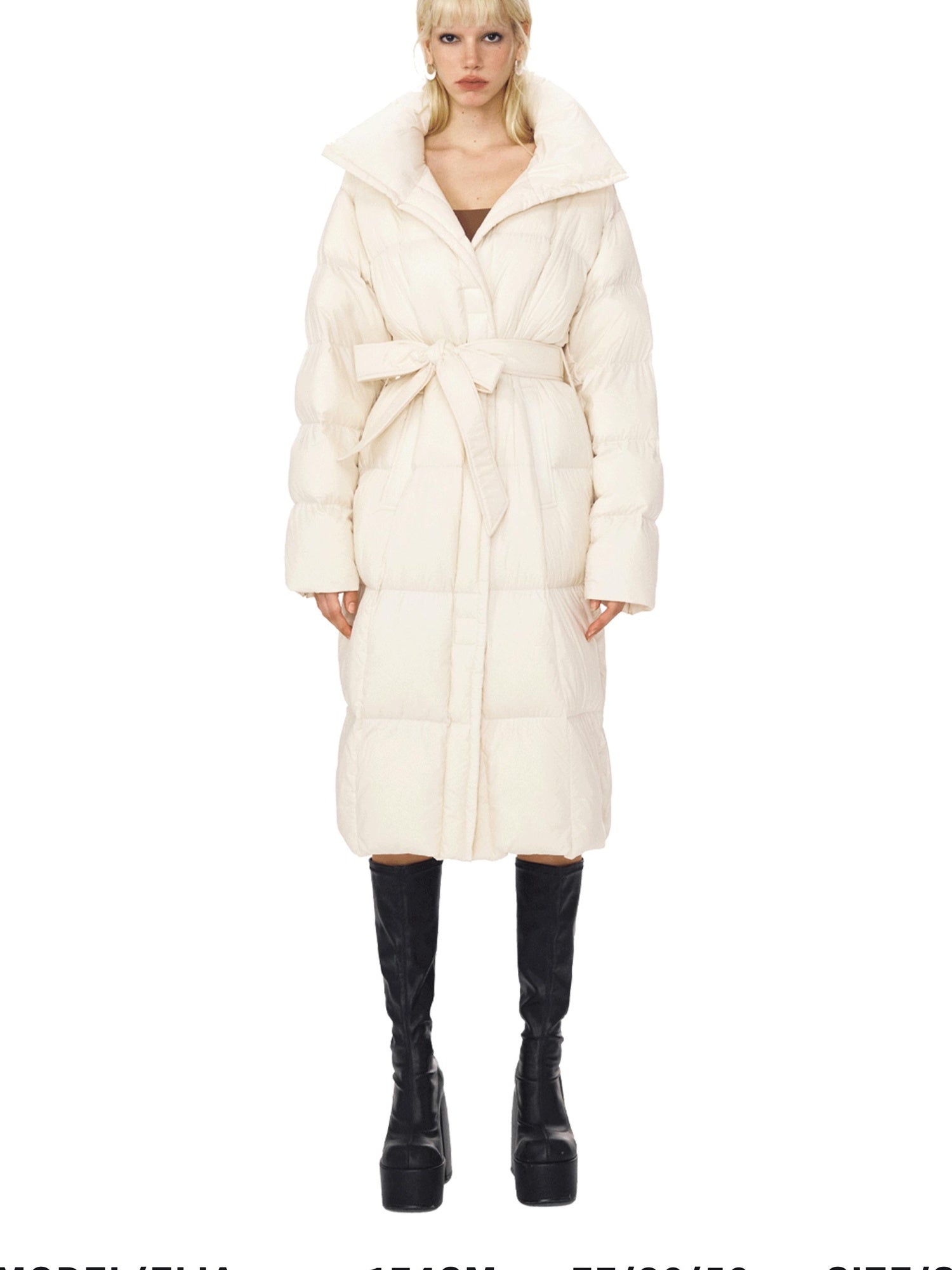 DeleteEx 90 Percent White Goose Down Warm Elegant Long Belted Women Down Jackets