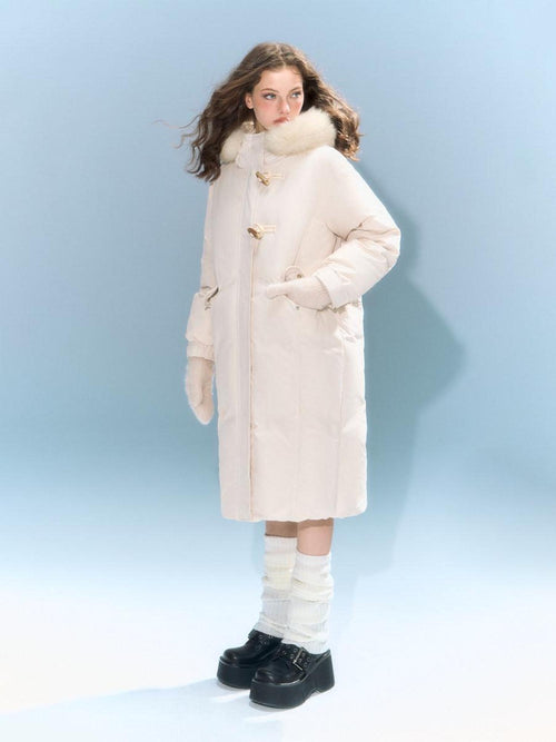 DeleteEx 90% White Duck Down Mid Length Hooded Commuter Memory Warm Women Down Jackets