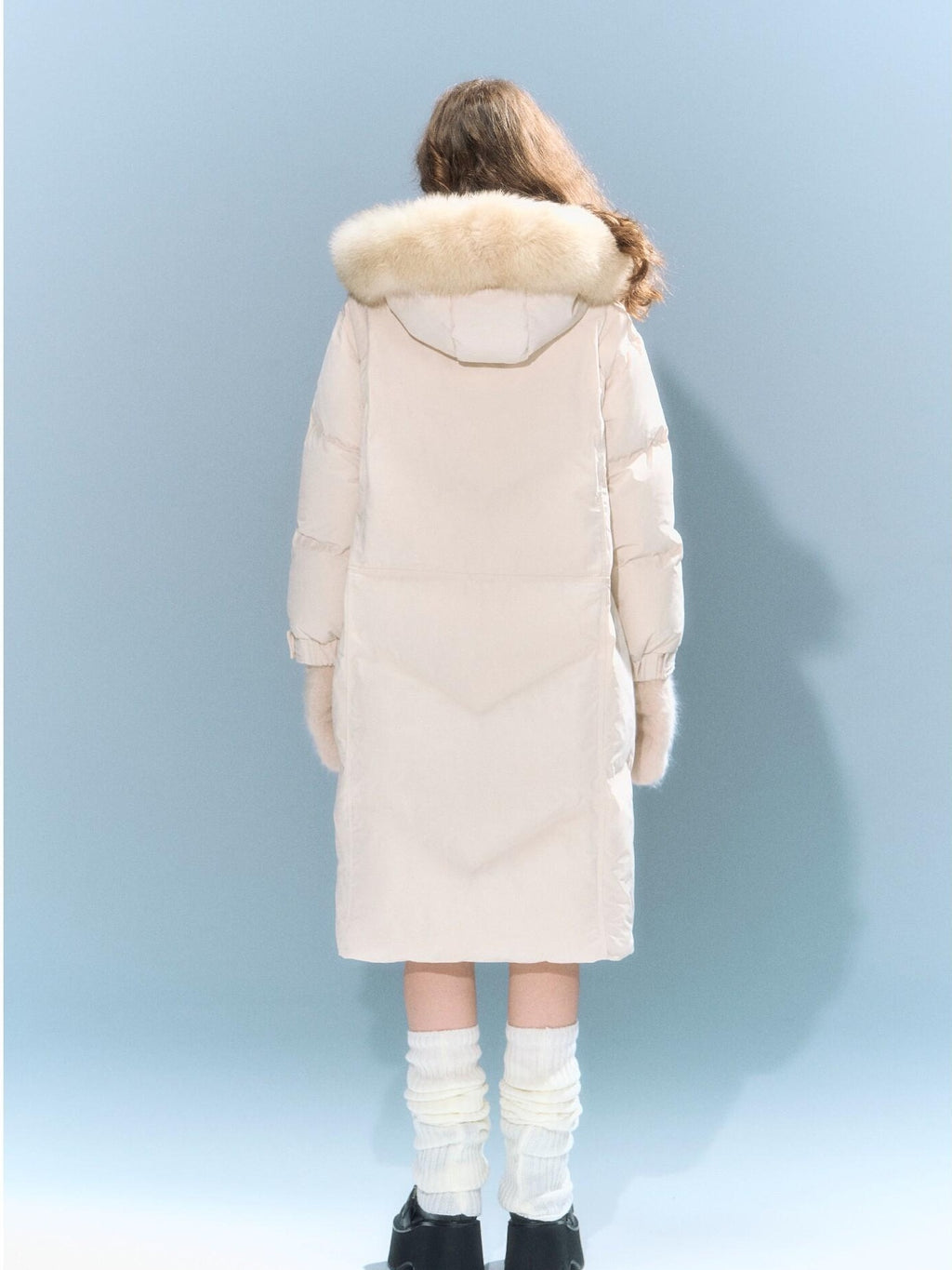 DeleteEx 90% White Duck Down Mid Length Hooded Commuter Memory Warm Women Down Jackets