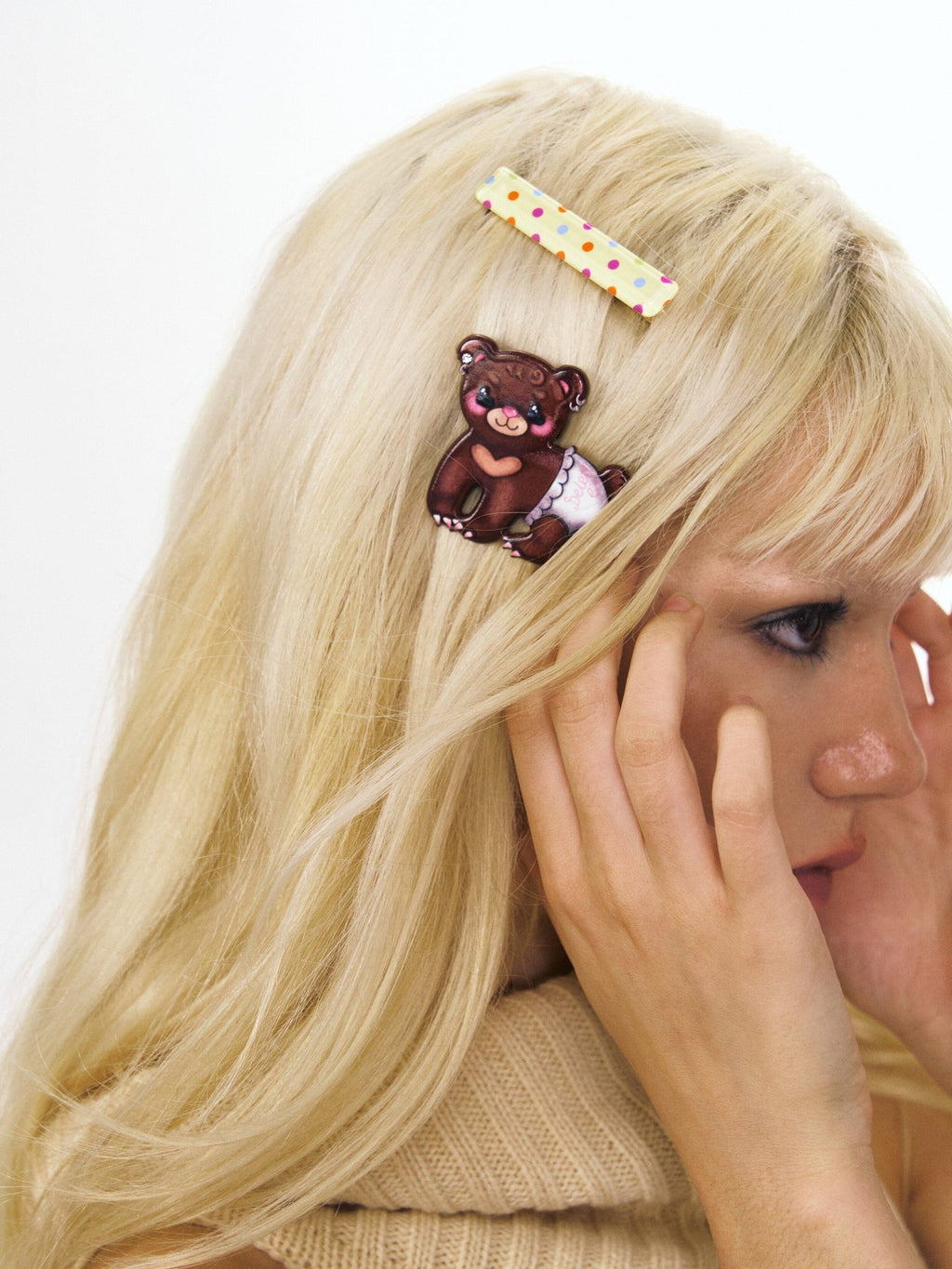 DeleteEx Adorable Bear And Heart Hair Clip Set Cute Girly Everyday Hair Accessories