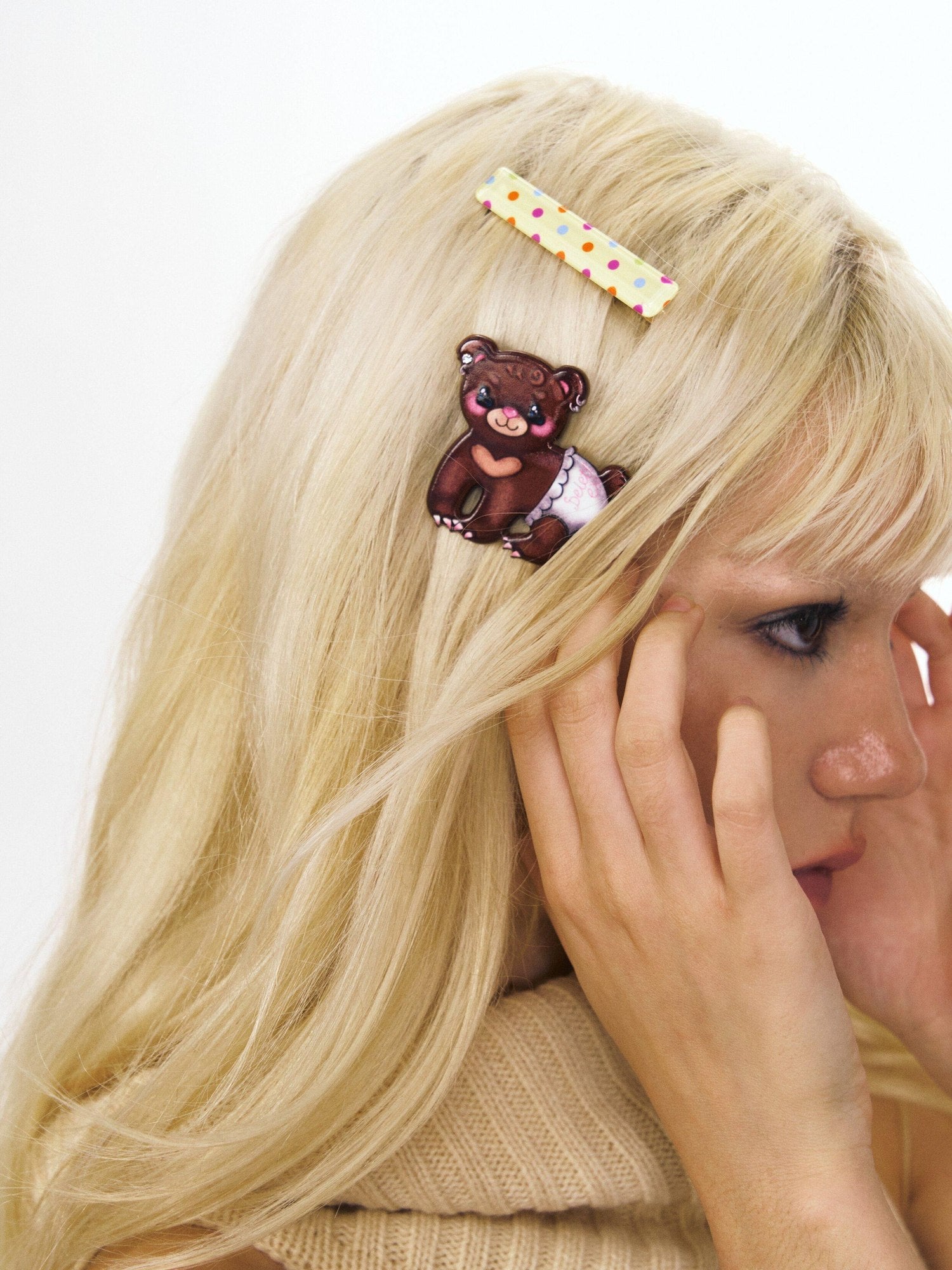 DeleteEx Adorable Bear And Heart Hair Clip Set Cute Girly Everyday Hair Accessories