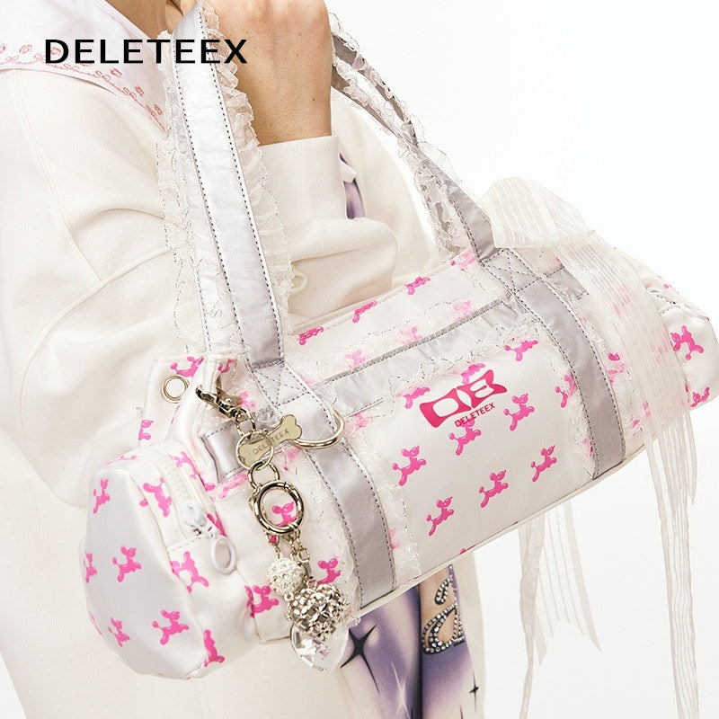 DeleteEx_Bow_Trim_Trendy_Round_Bucket_Single_Strap_Casual_Youth_Blue_Polyester_Bags_MISSTT